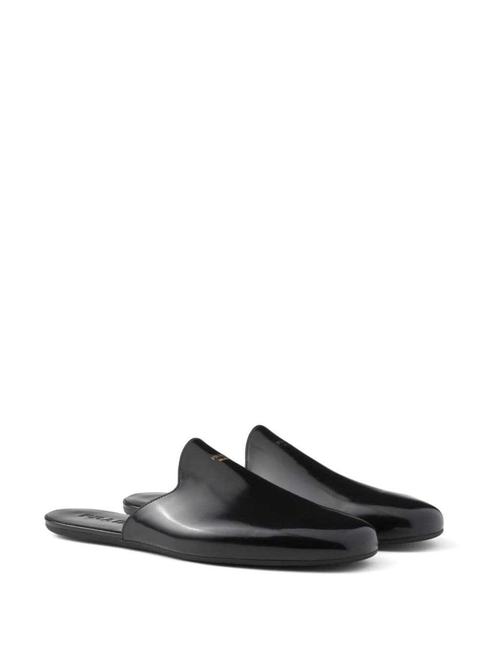 logo-embossed brushed leather slippers - 2