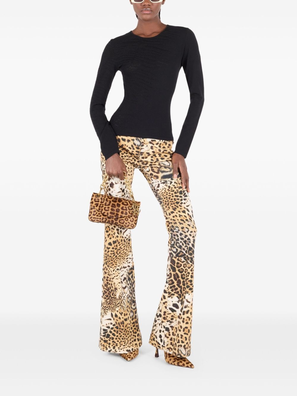 leopard-print flared jeans - 2
