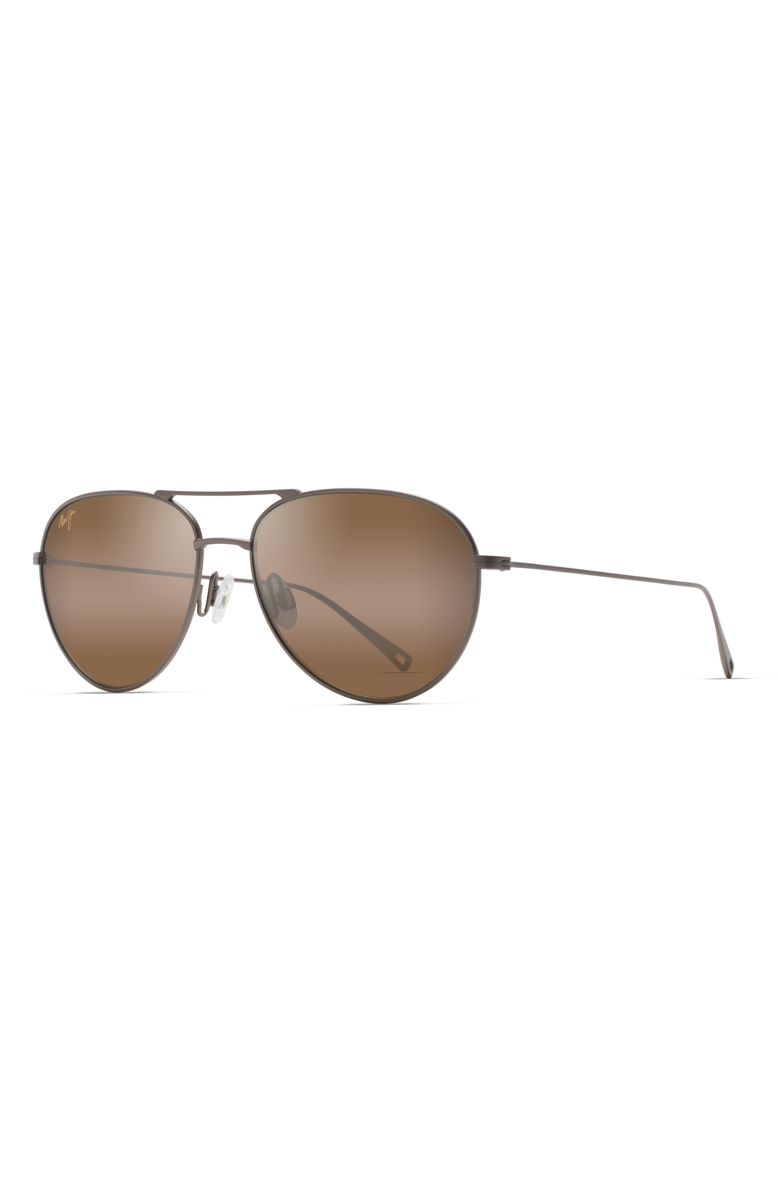 Maui Jim Walaka 57mm PolarizedPlus2® Aviator Sunglasses in Satin Sepia at Nordstrom - 2
