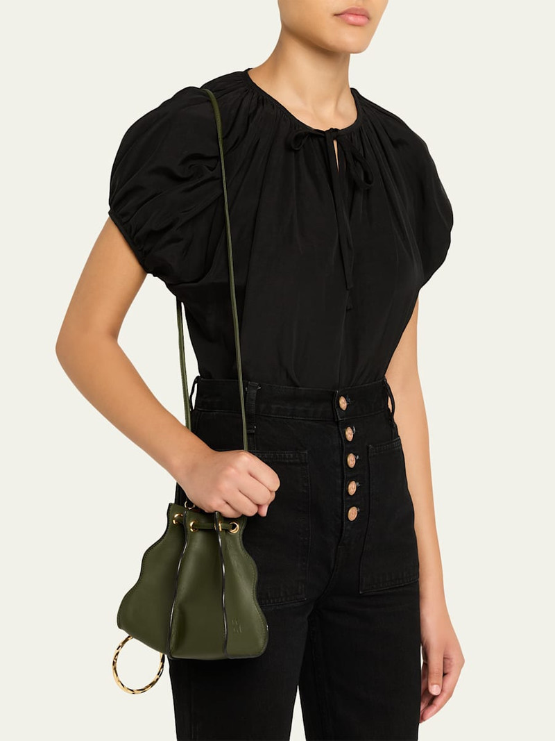 ULLA JOHNSON Adria Pleated Wave Leather Crossbody Bag outlook