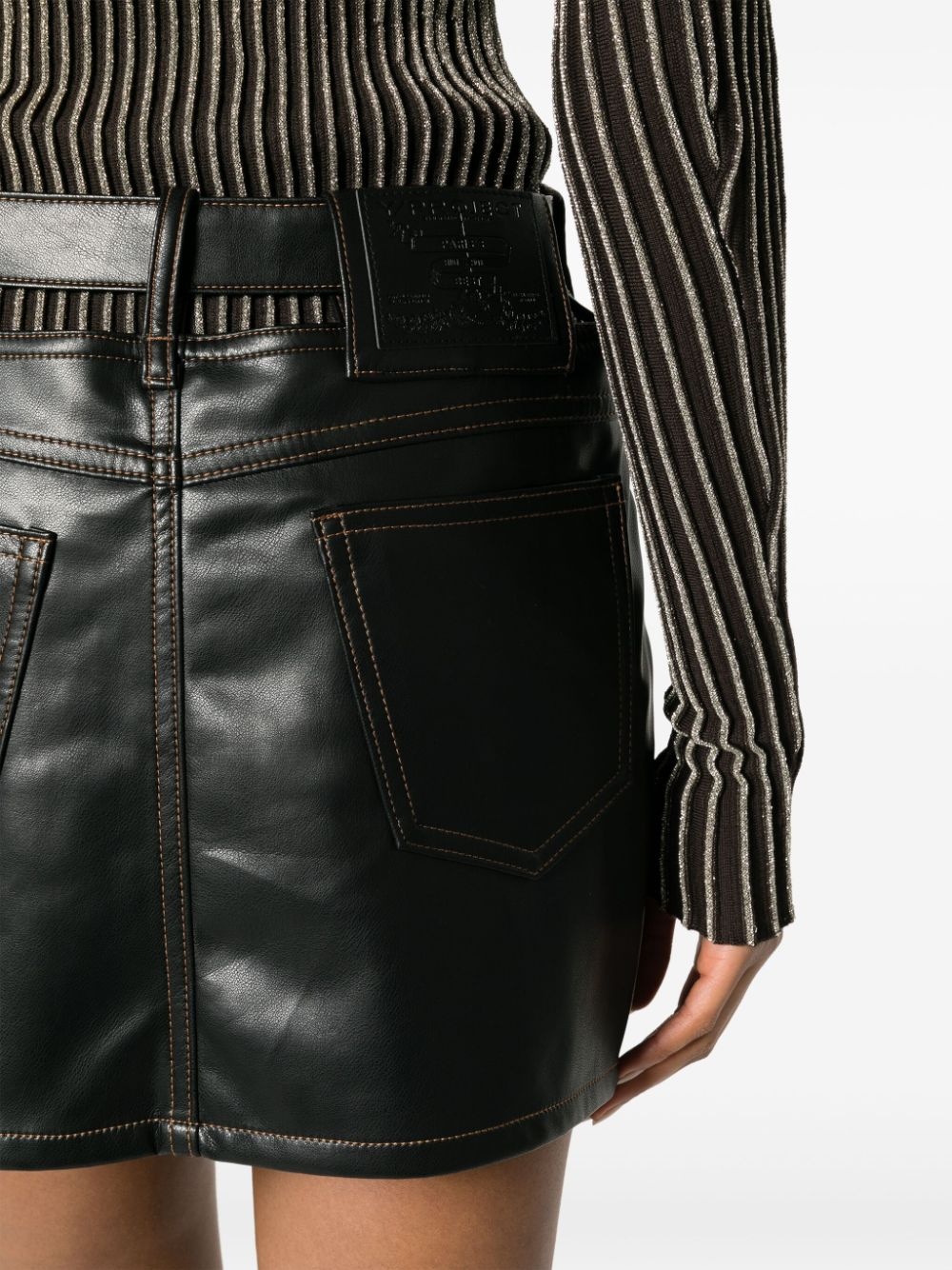 Y belt faux-leather miniskirt - 5