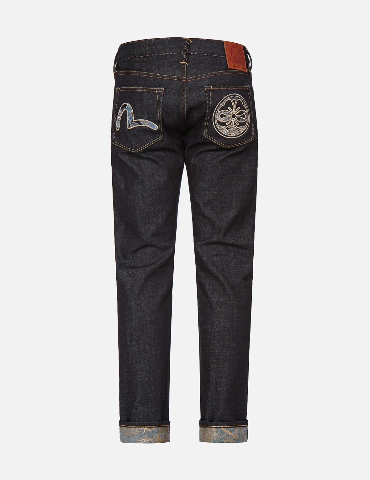 BROCADE SEAGULL AND KAMON APPLIQUÉ SLIM STRAIGHT FIT JEANS #2010 - 2