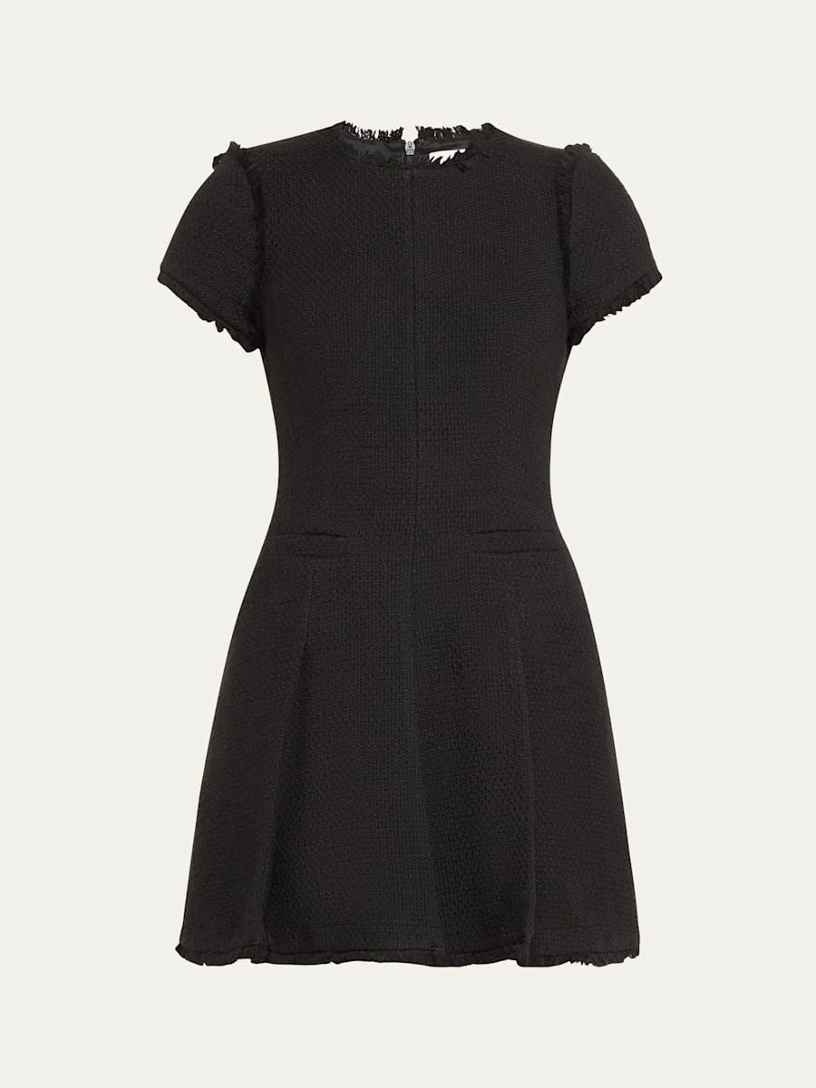 Nova Cotton Boucle Pleated Mini Dress - 1