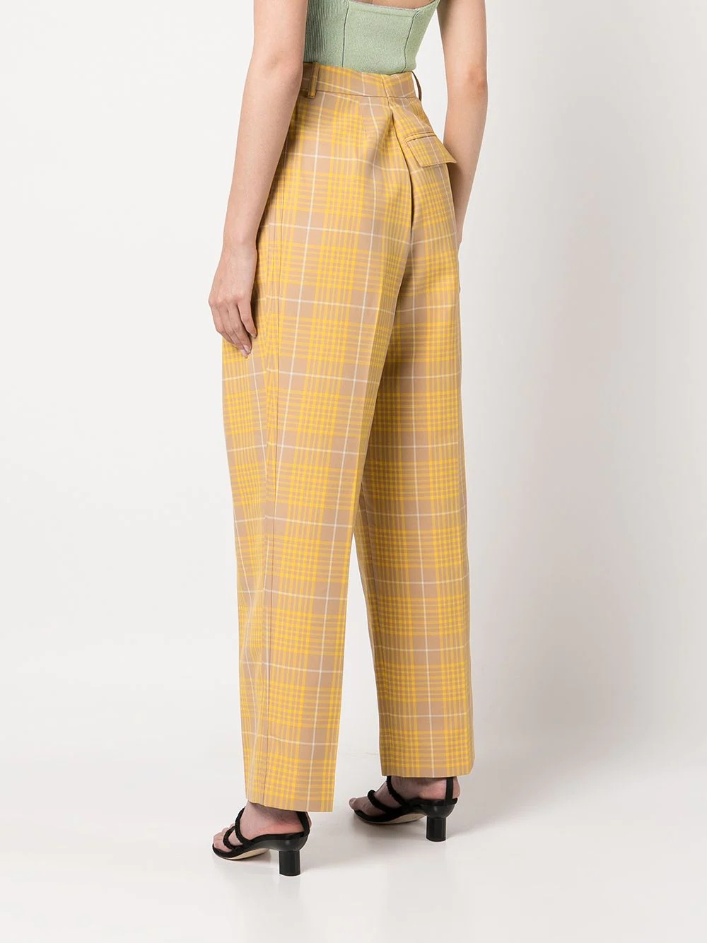 plaid jacquard straight leg trousers - 4