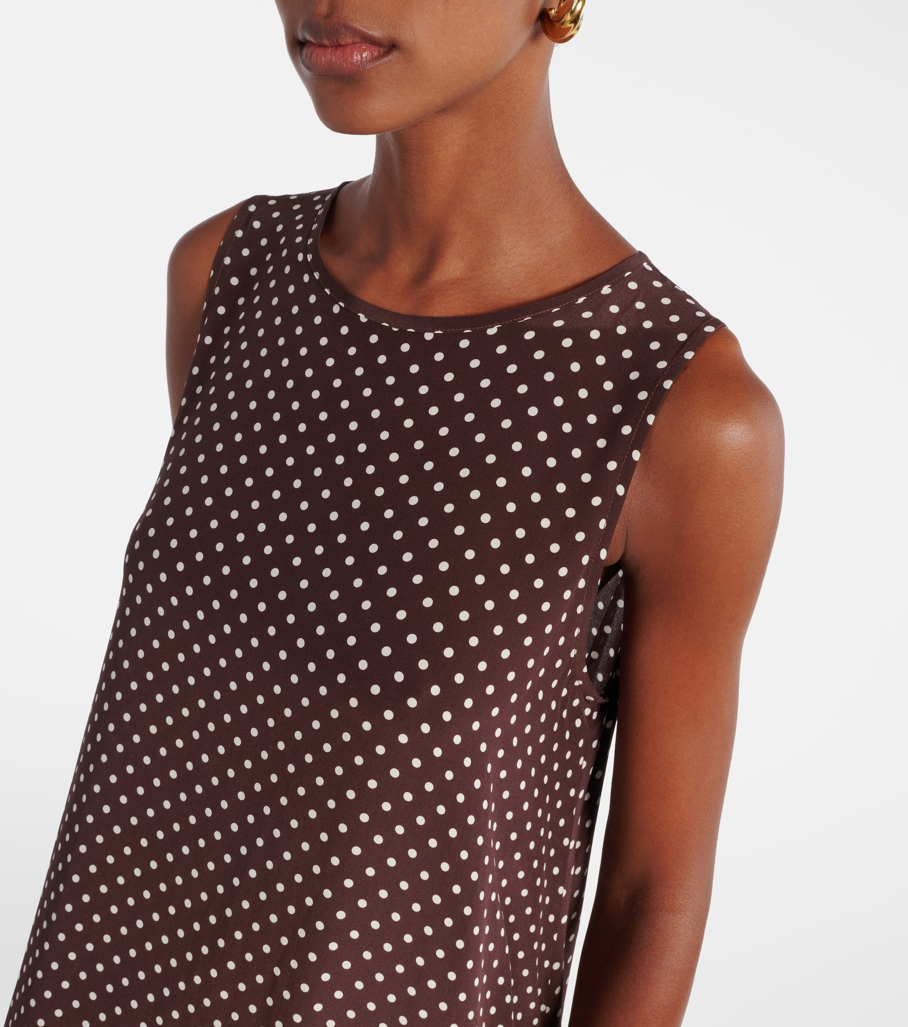 Polka-dot silk midi dress - 4