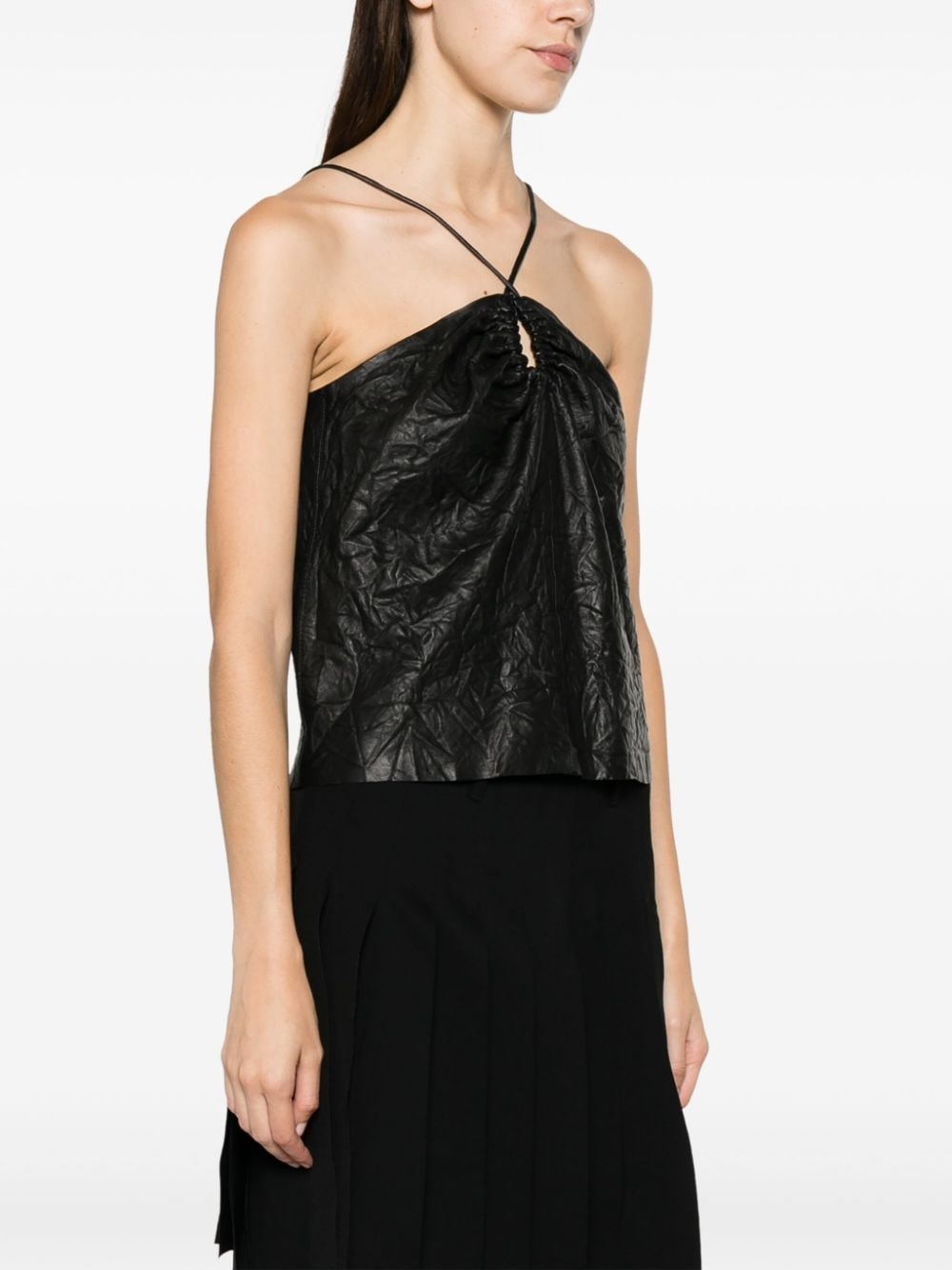 Cidonie crinkled leather top - 3