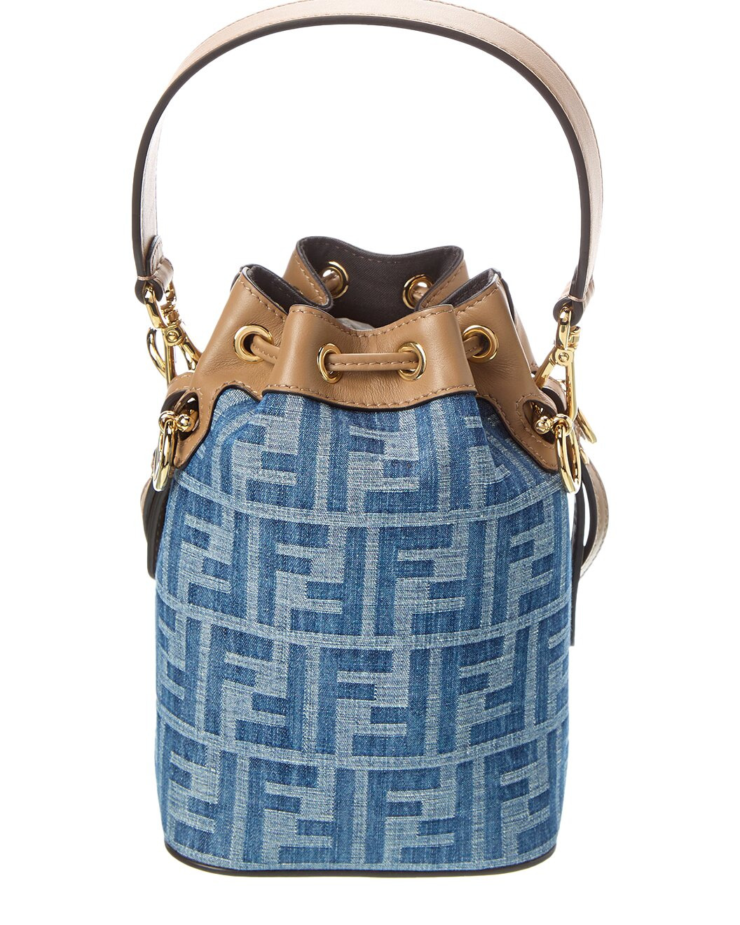 FENDI Mon Tresor Mini FF Denim & Leather Bucket Bag - 2