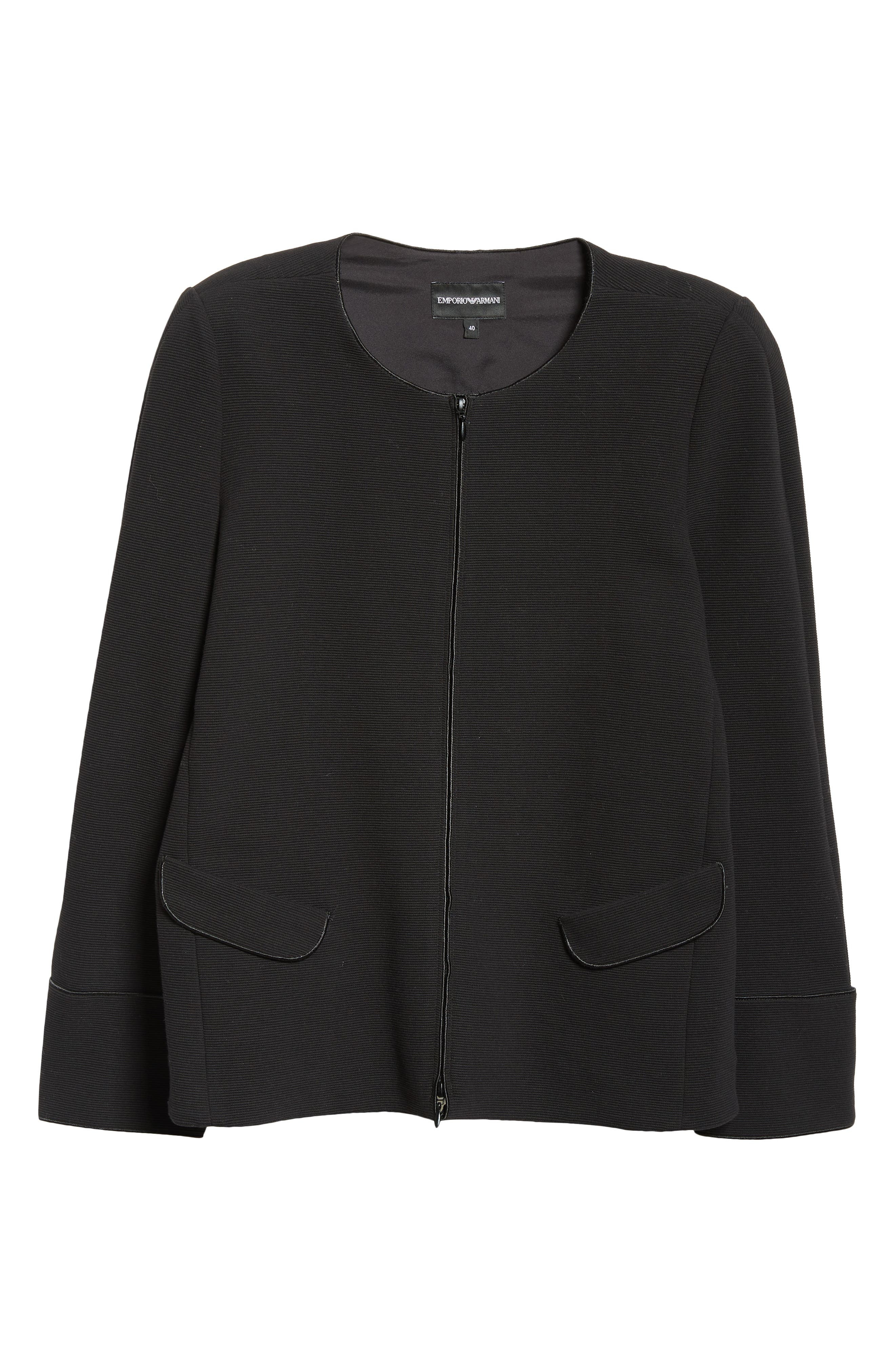 Emporio Armani Ottoman Stretch Cotton Short Jacket in Black at Nordstrom - 6