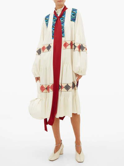 Loewe Balloon-sleeve floral-embroidered wool dress outlook