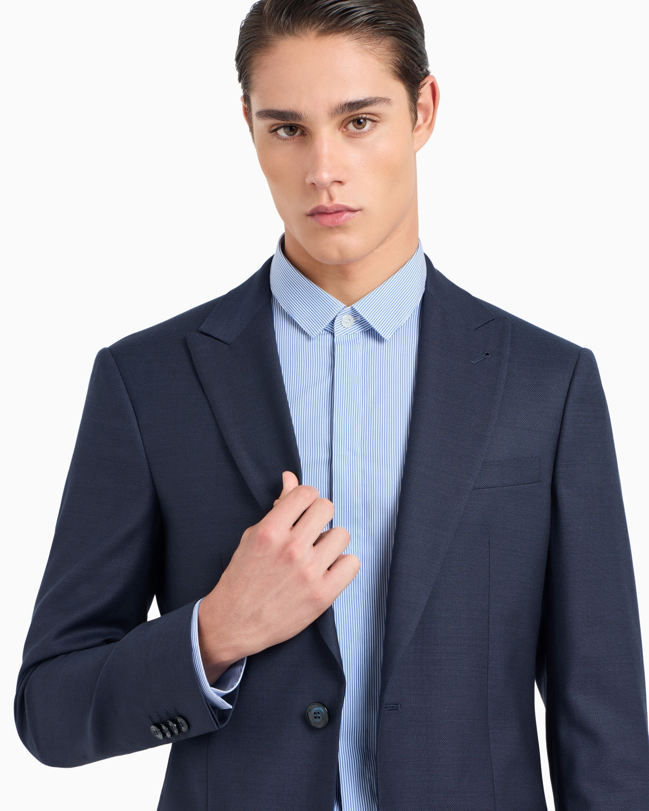 Soho Line single-breasted suit in pinpoint-effect virgin wool - 5