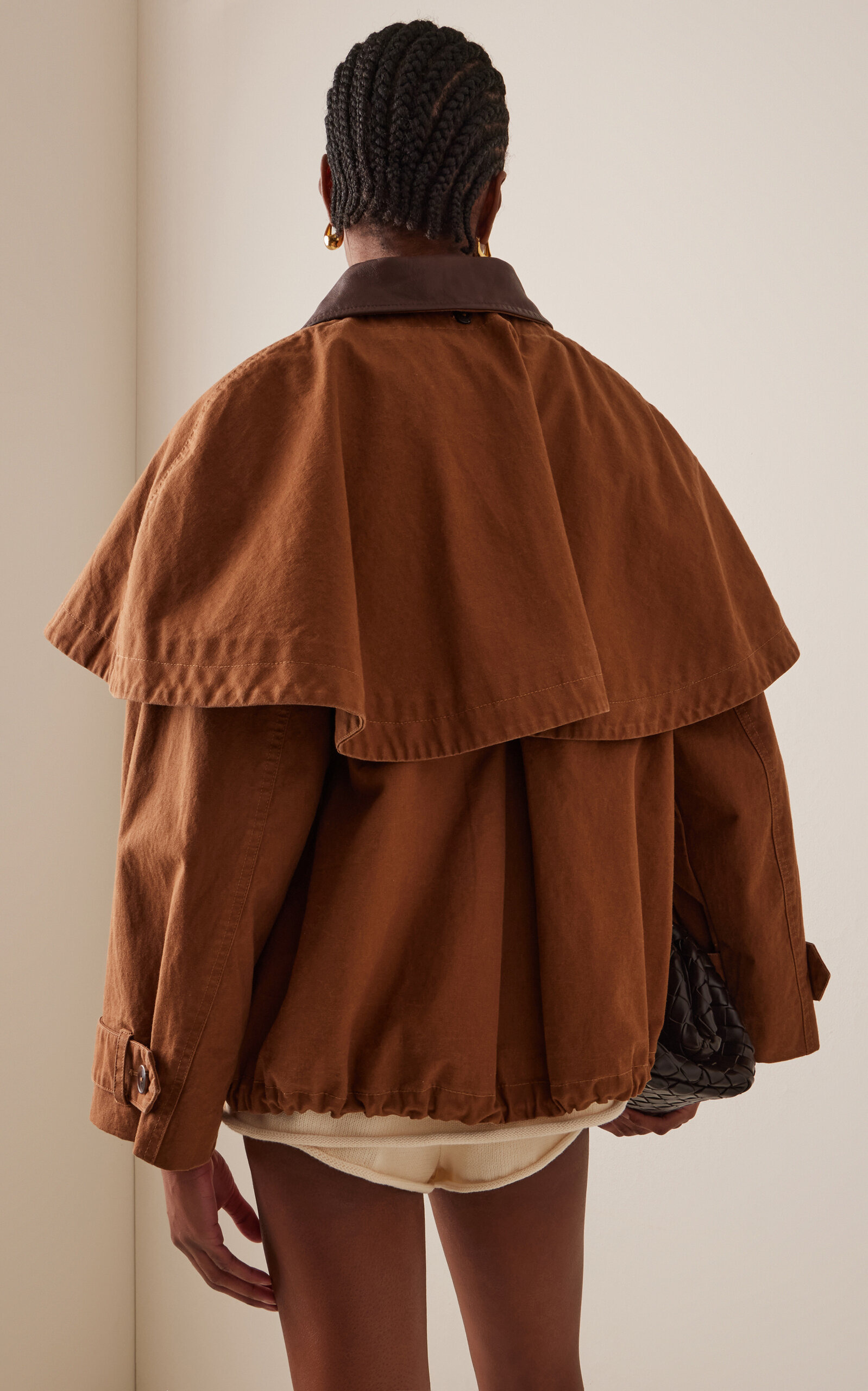 Carolyn Cape-Detailed Cotton Workwear Jacket brown - 5