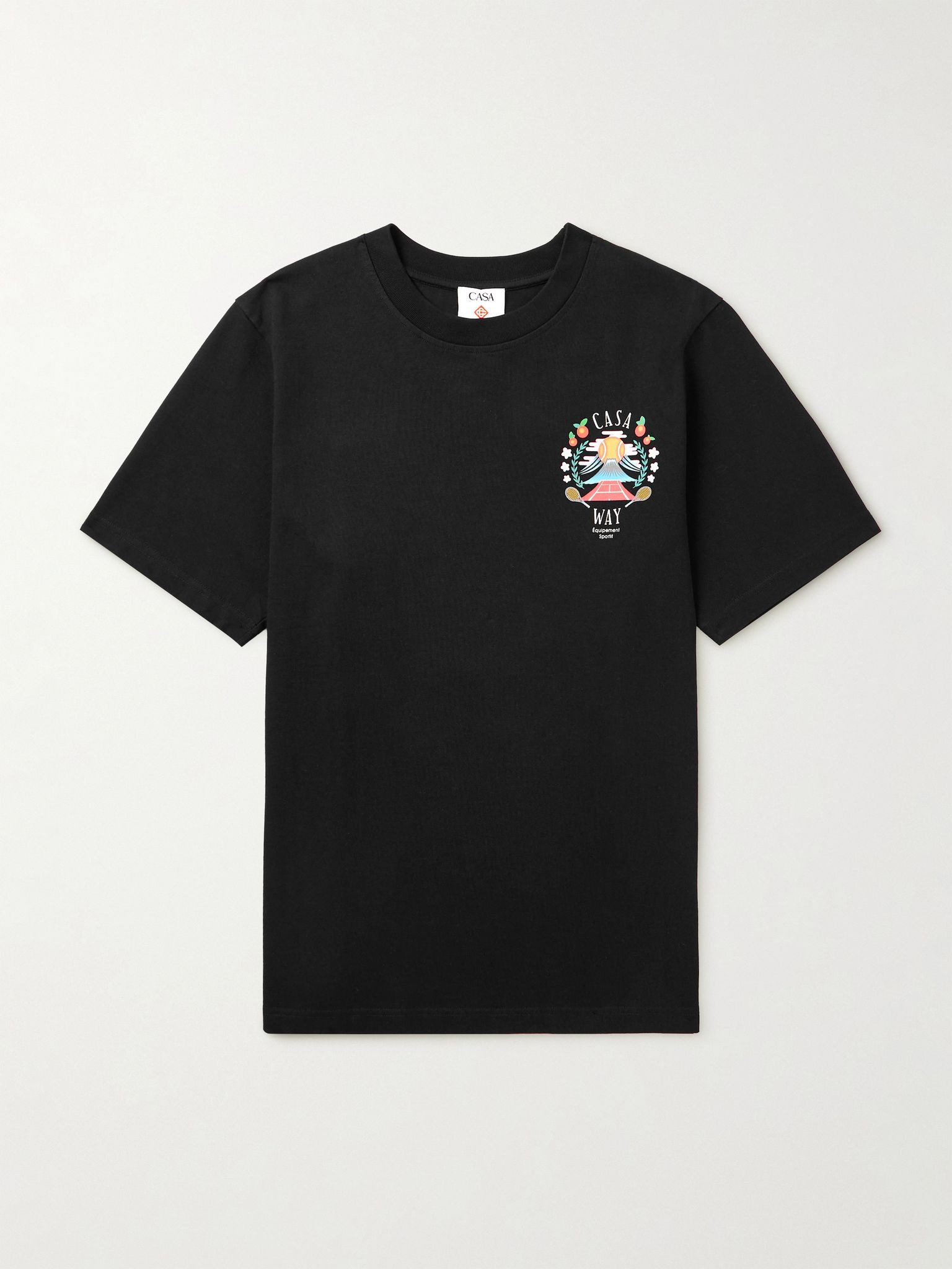 Casa Way Mountain Printed Organic Cotton-Jersey T-Shirt Black - 1