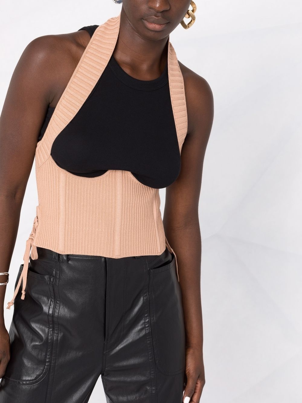 ribbed-knit corset top - 5