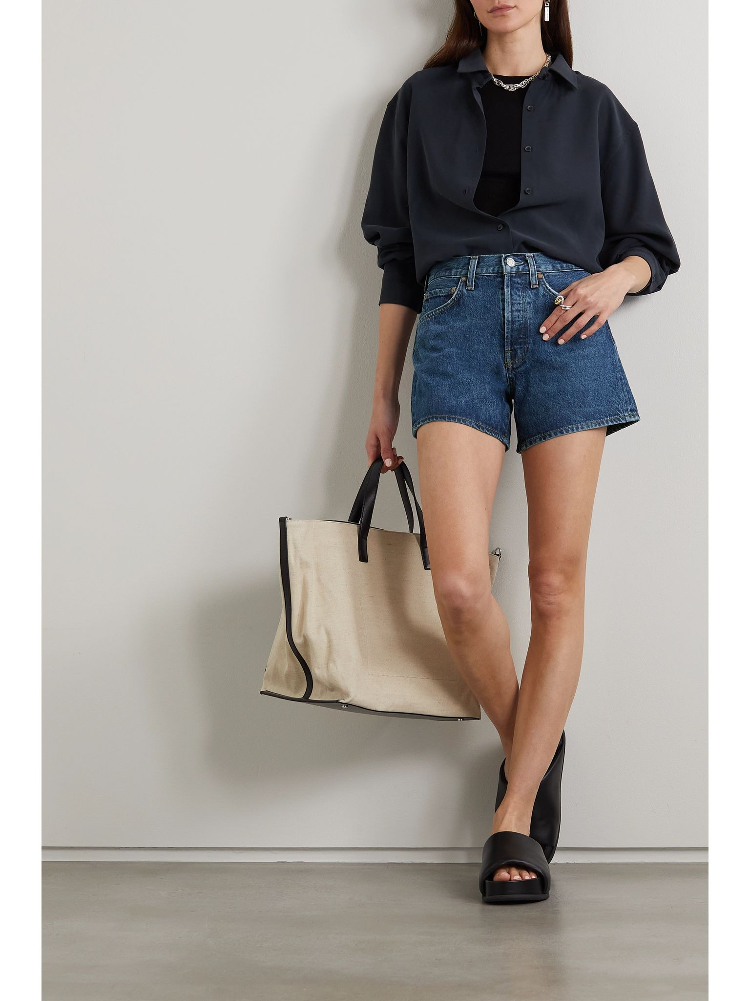 Parker Long Clean organic denim shorts Dark denim - 2