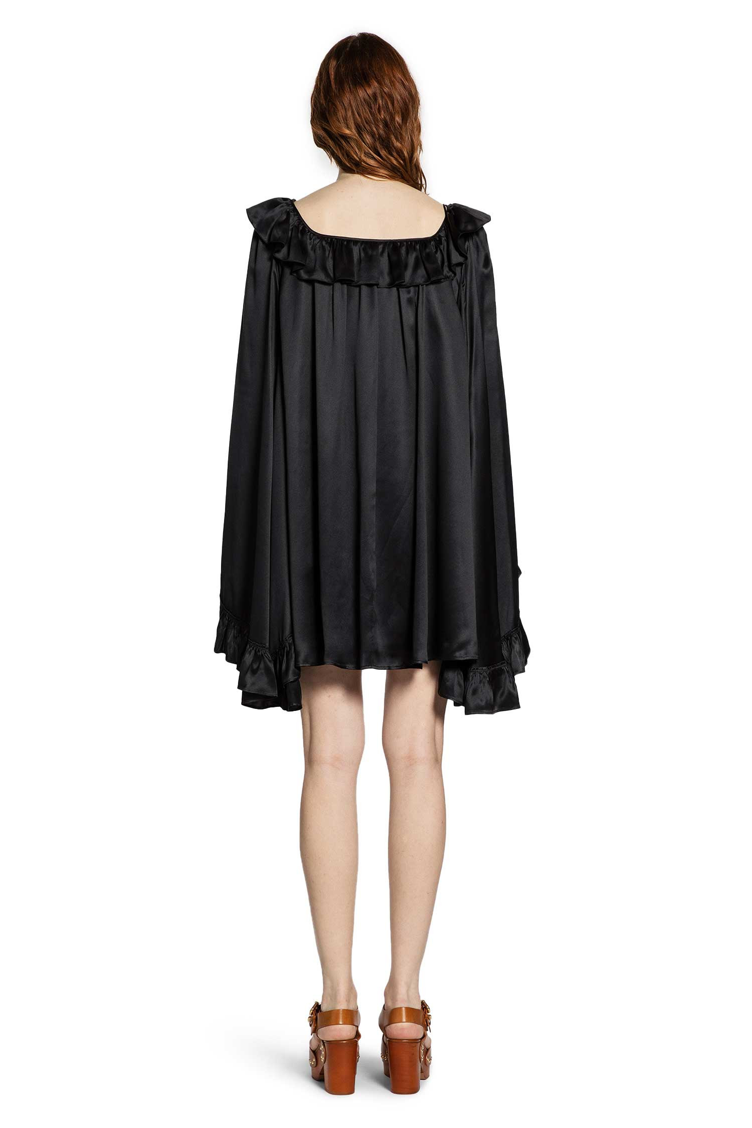 Pleated Mini Dress In Silk Satin - 4