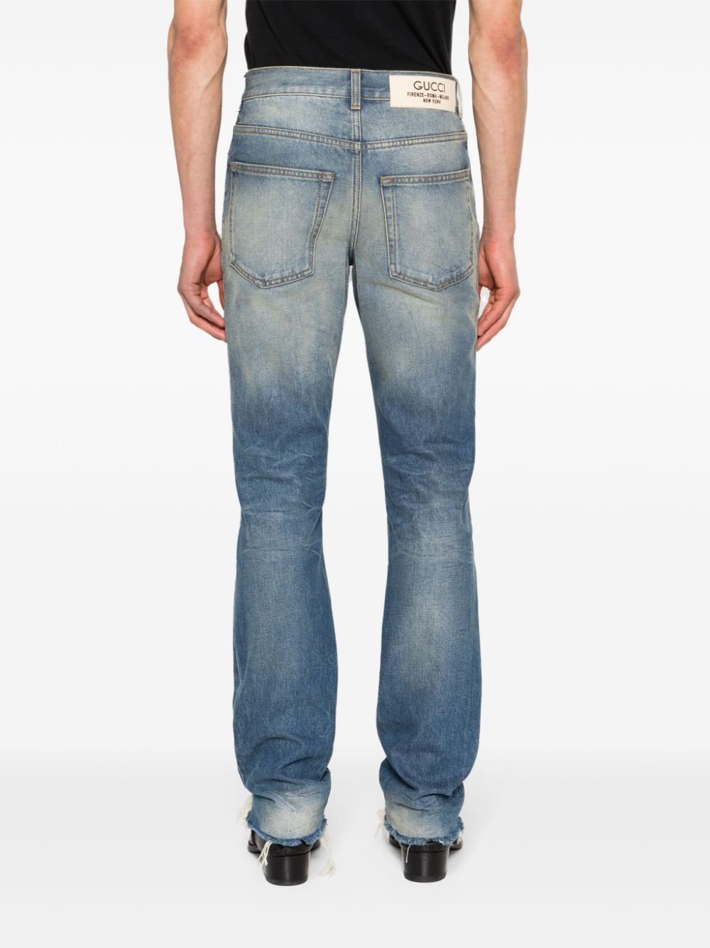 mid-rise straight-leg washed jeans - 4