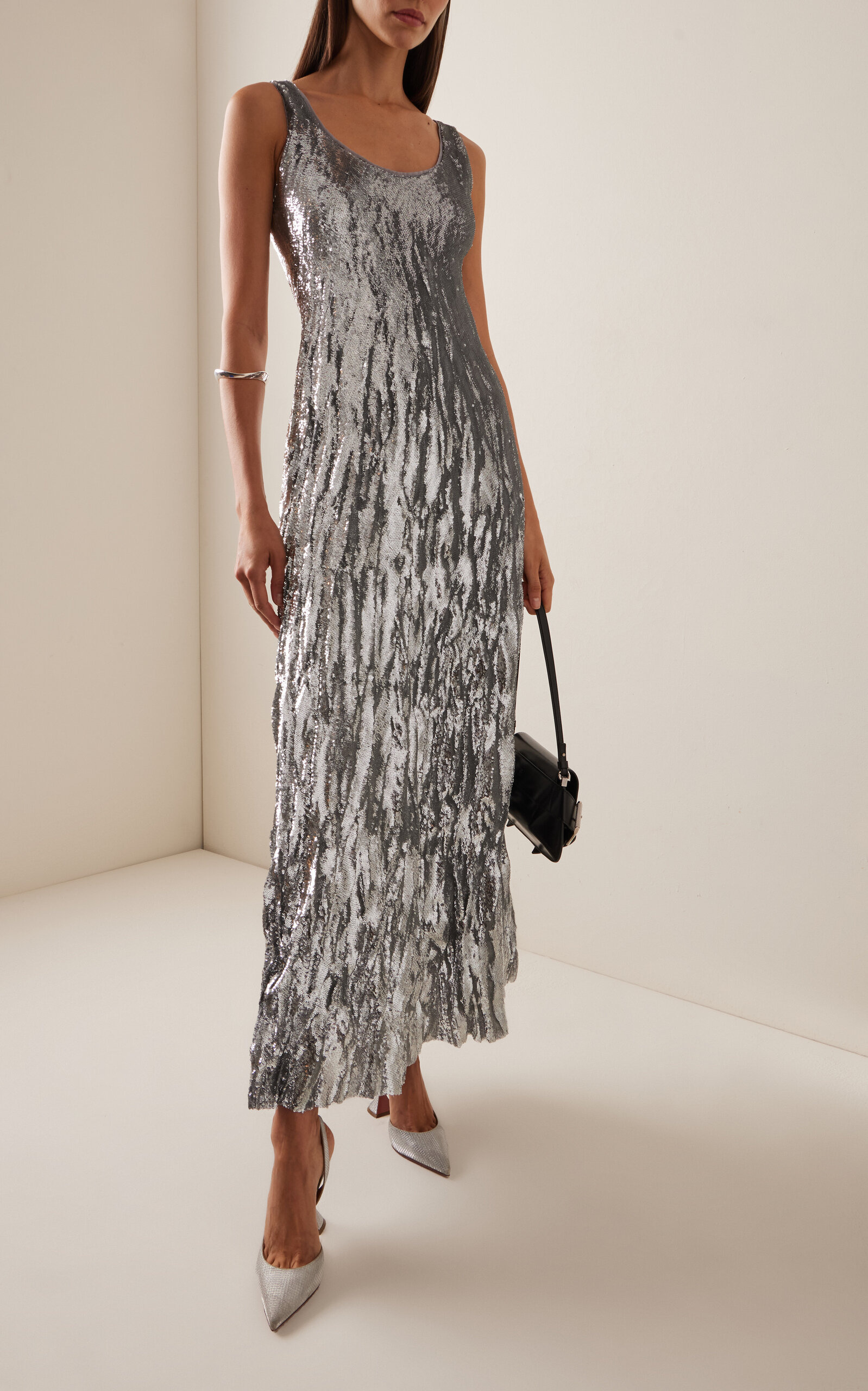 Sequined Crinkled Silk Gown silver - 2