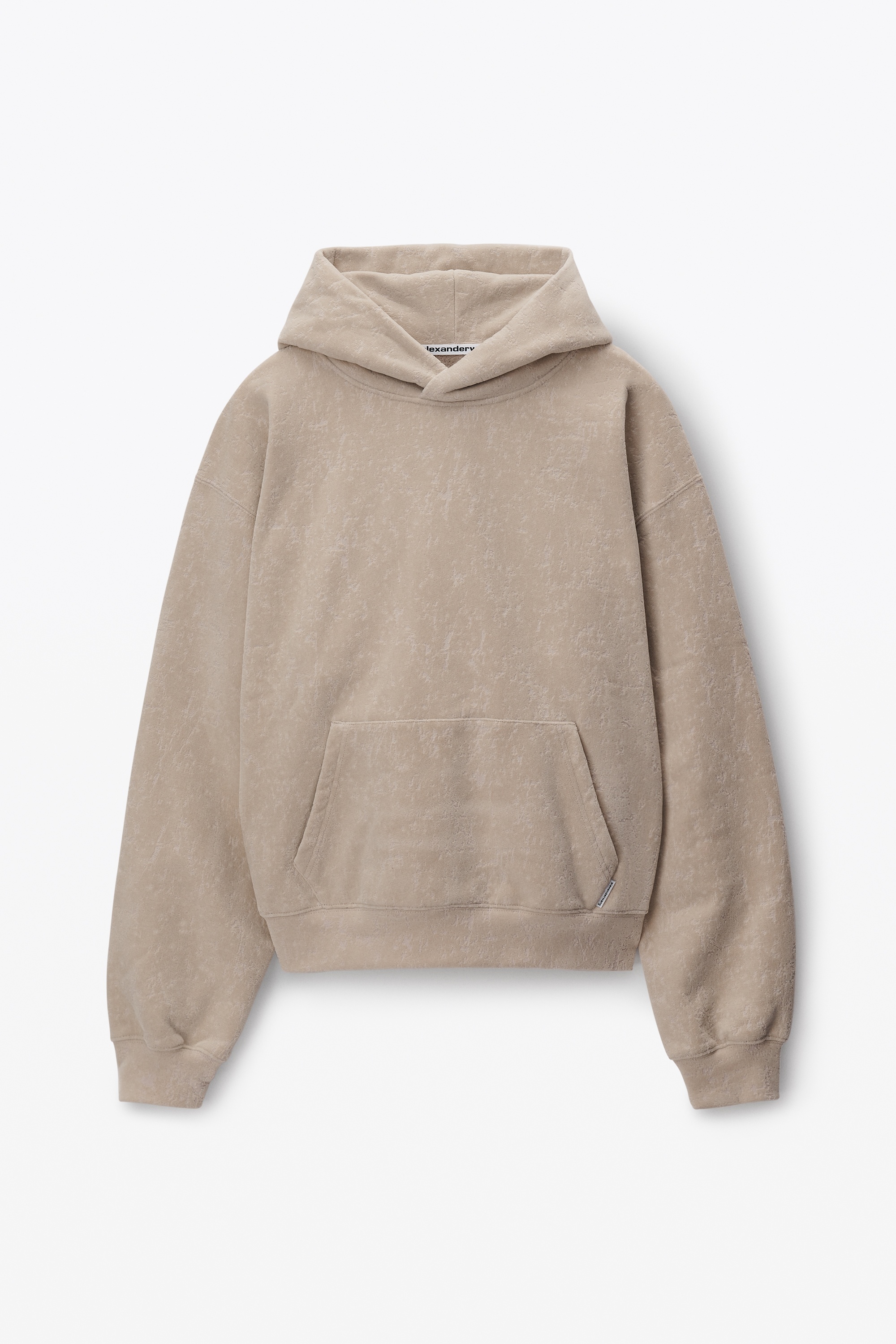 hooded sweatshirt in flocked terry with logo flag tag - 1
