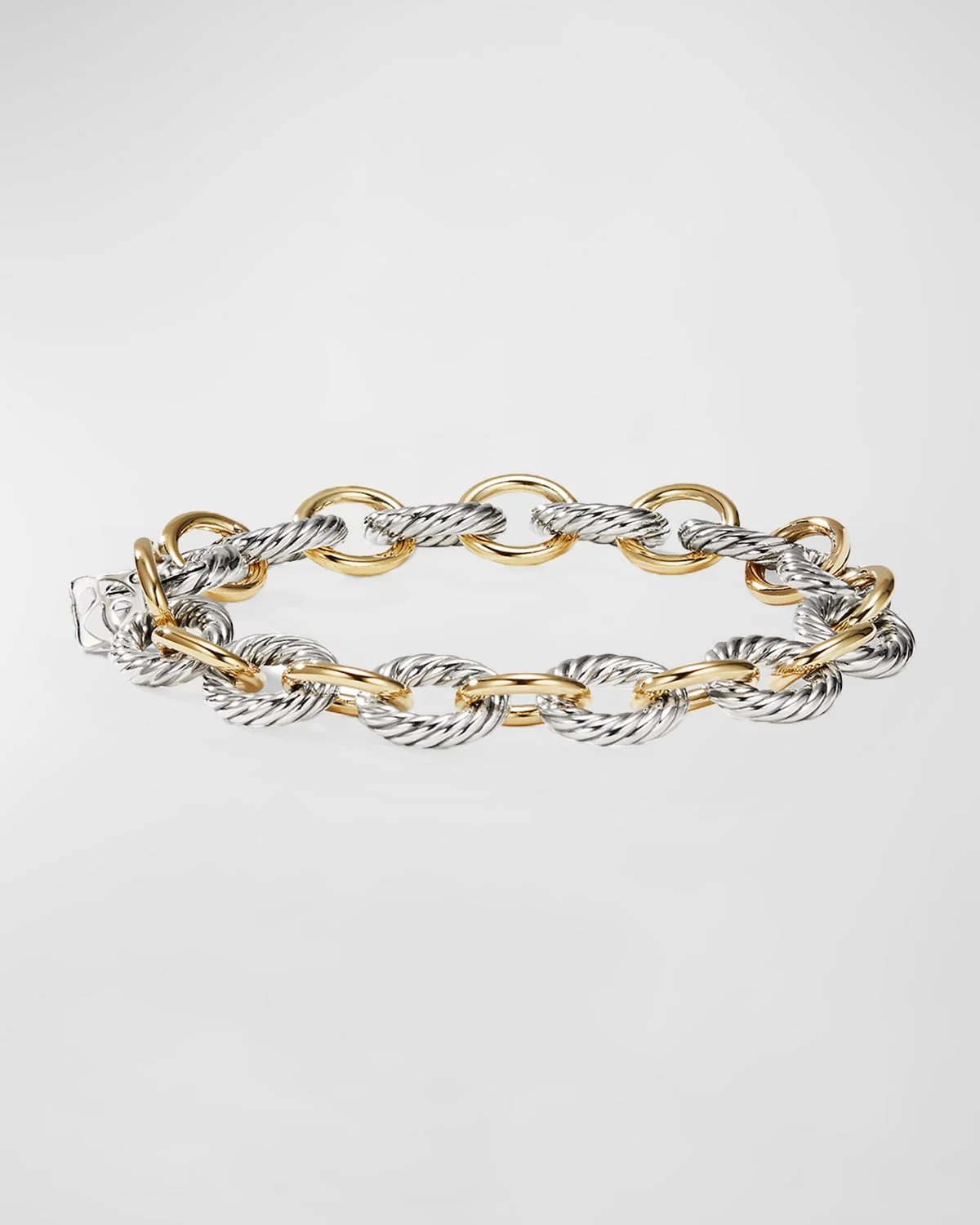 Chain Oval Link Bracelet with 18K Gold and Silver, 10mm, 7.5" - 1