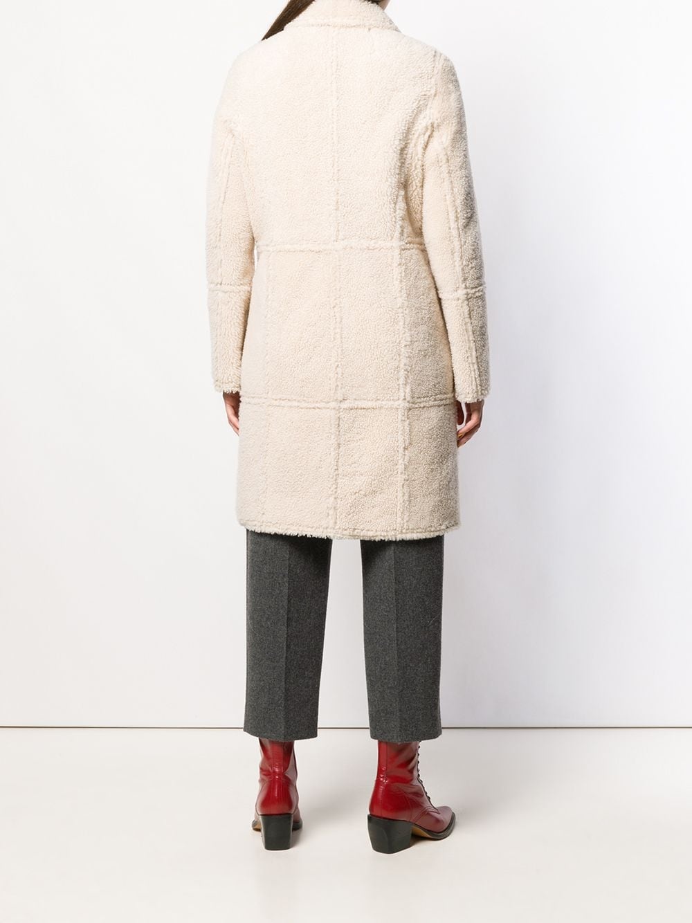 shearling button up coat - 4