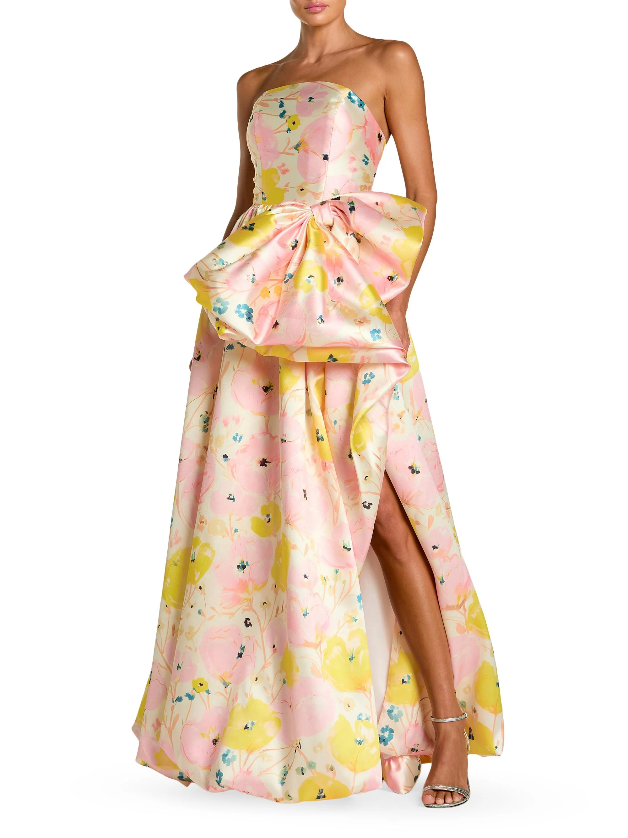 Women's Mikado Satin Strapless Gown - Pink Multi - 1