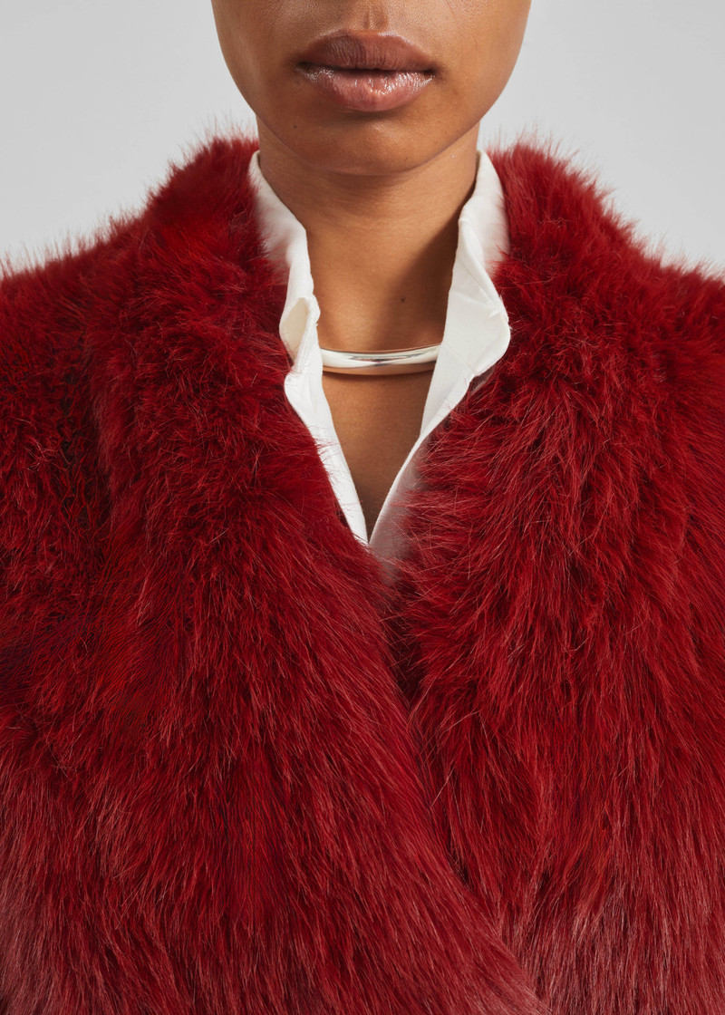 Destiny Padded Faux Fur Coat - Red 9