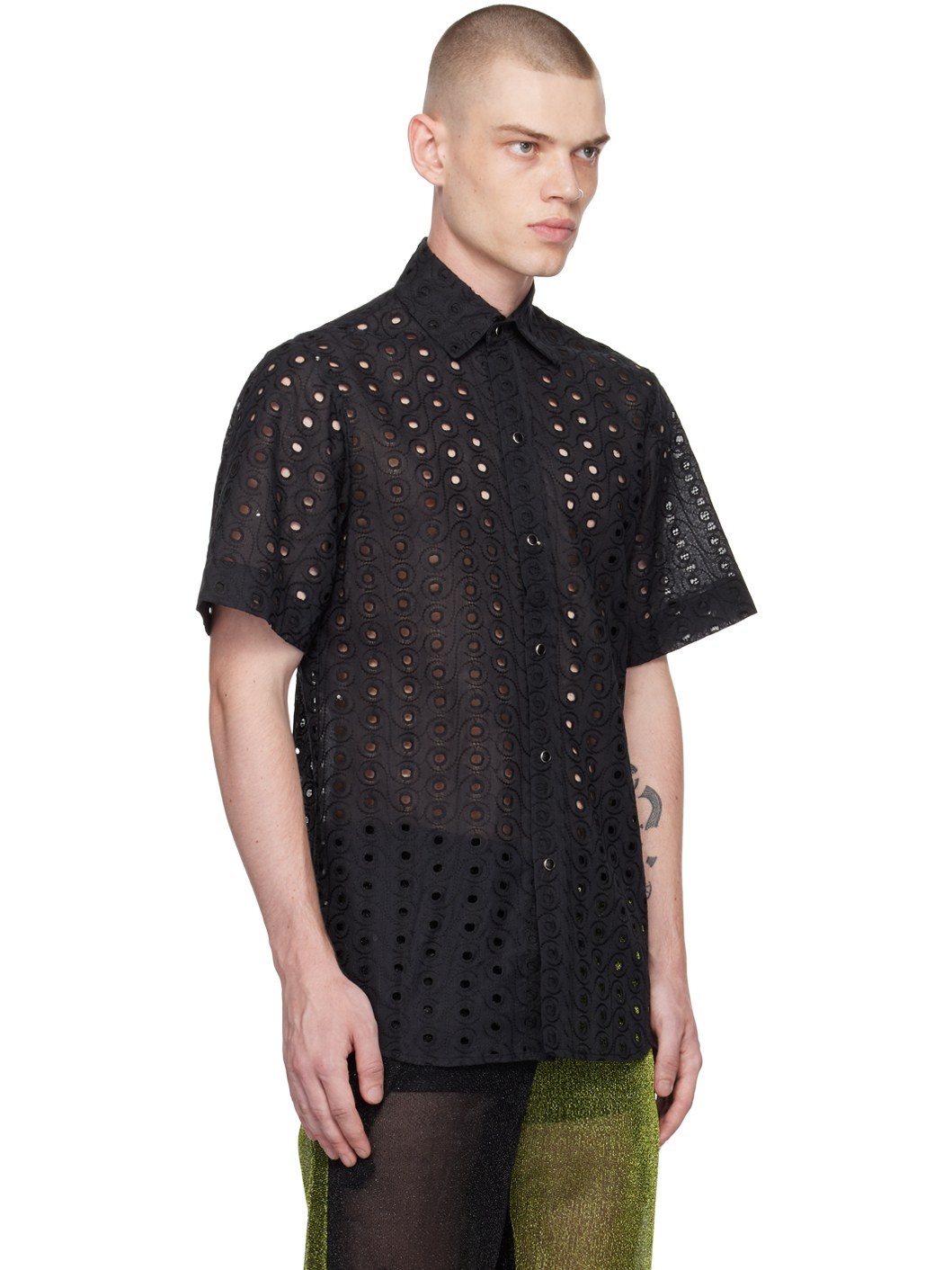 Black Perforated Shirt - 2