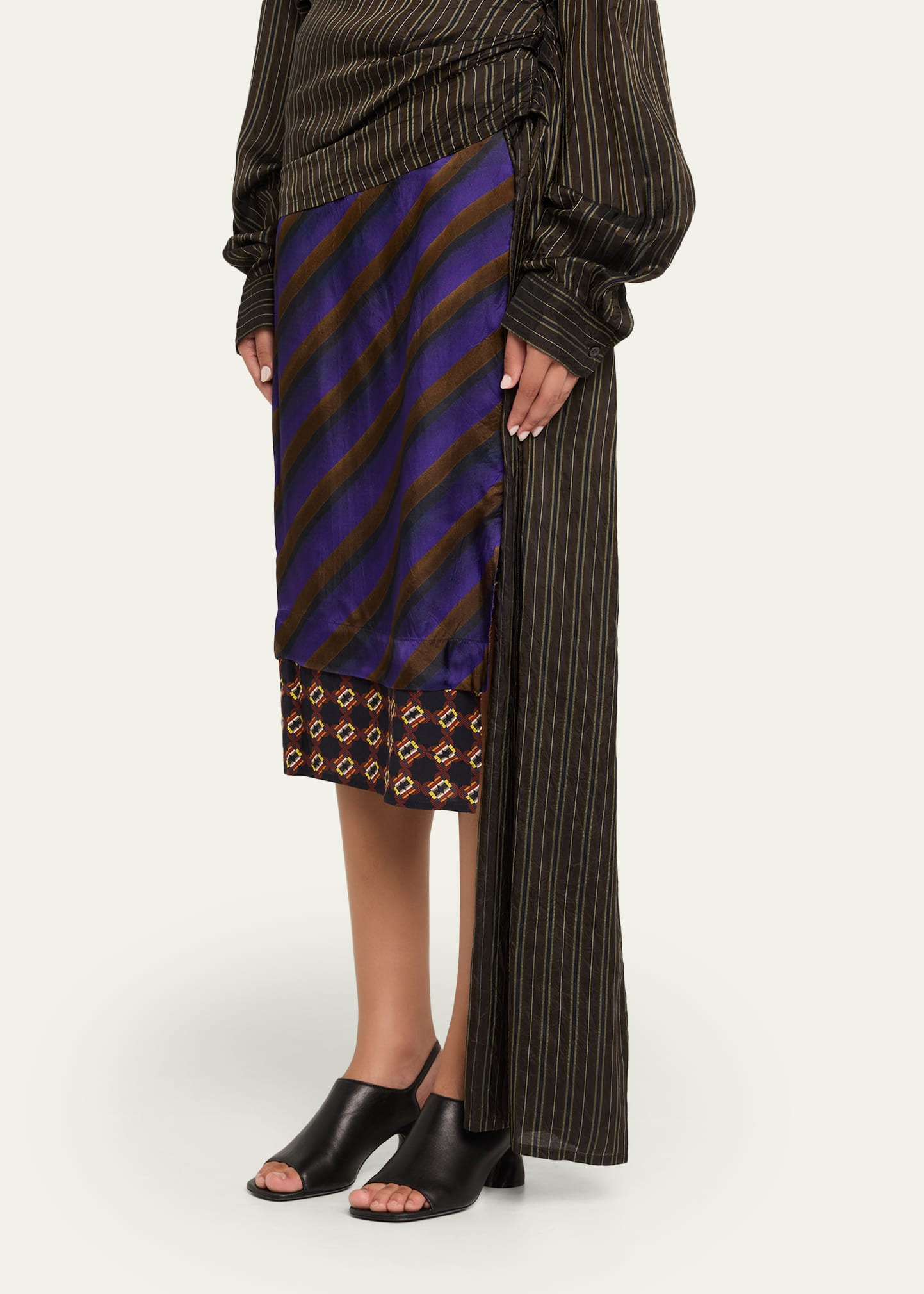 Senice Striped Drape Skirt - 4
