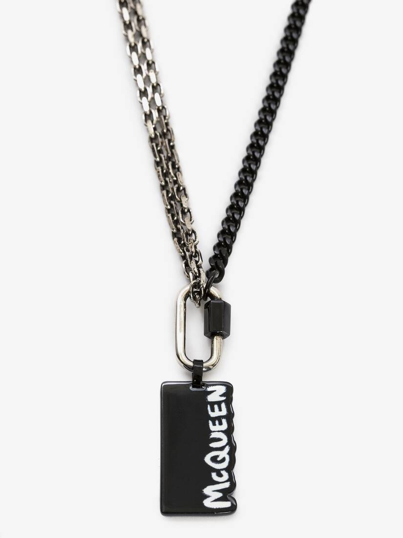 Mcqueen Graffiti Bi-colour Necklace in Black/white - 2