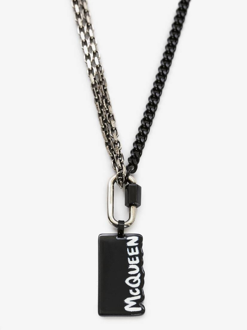Alexander McQueen Mcqueen Graffiti Bi-colour Necklace in Black/white outlook