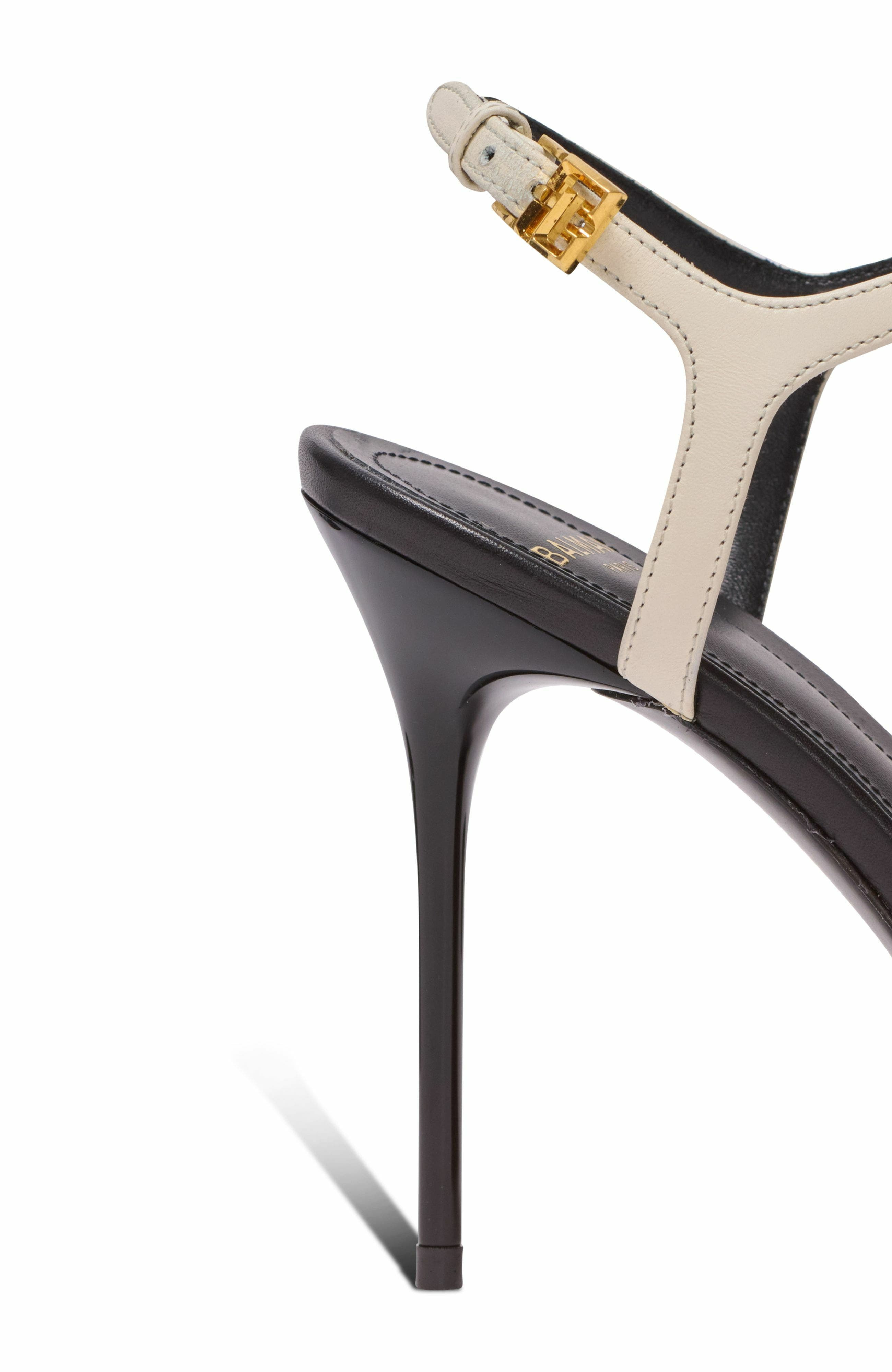 Balmain Sync leather sandals with heel in Beige at Nordstrom - 8