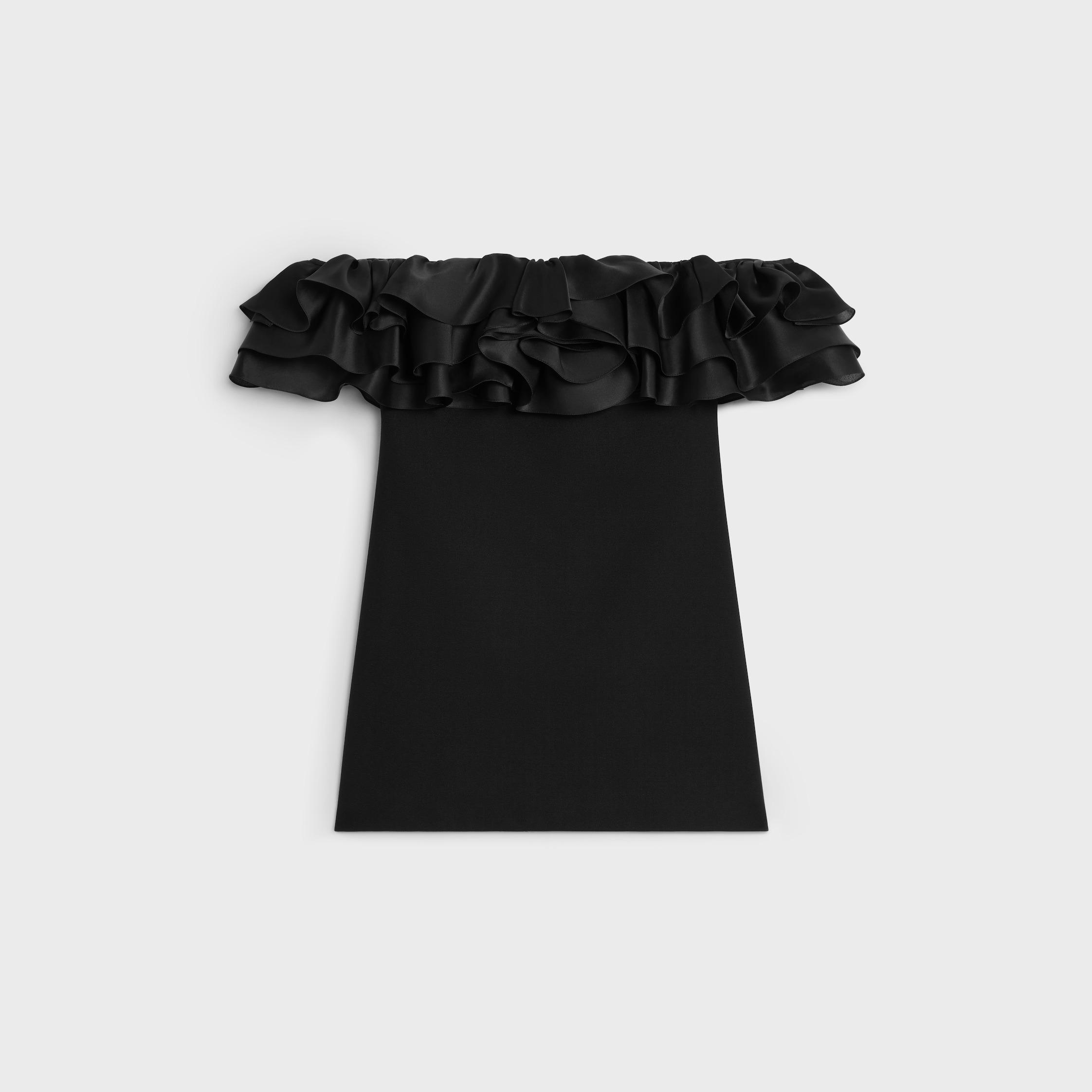 mini dress with ruffles in wool sablé - 1