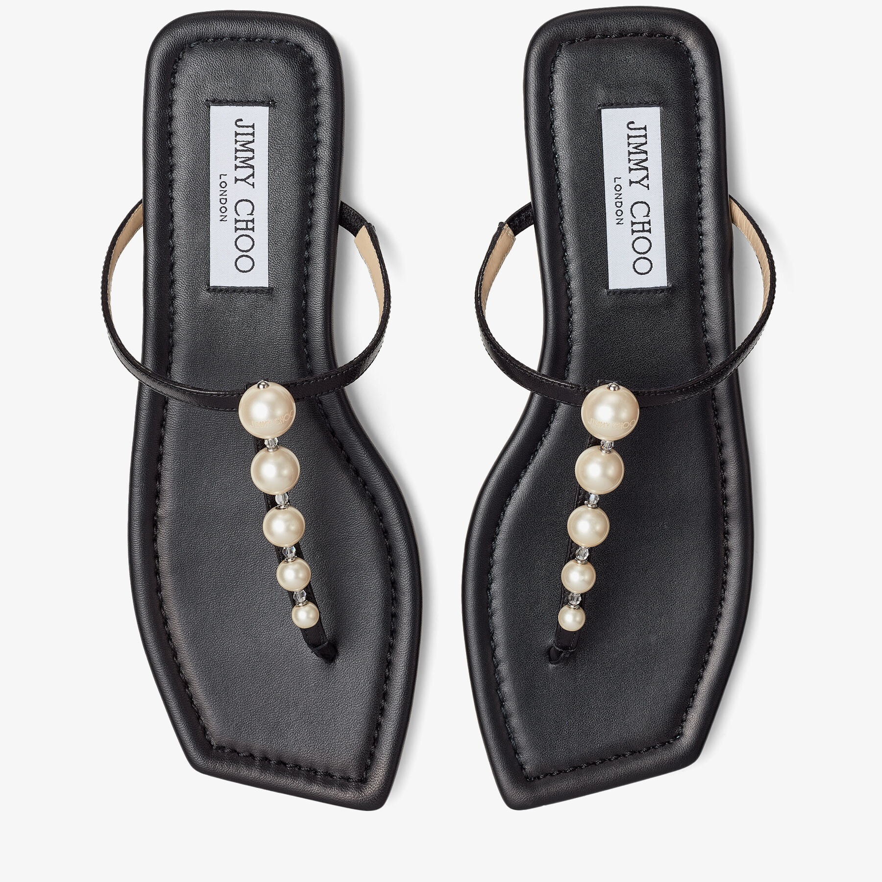 Alaina Flat
Black Nappa Leather Flats with Pearl Embellishment - 5