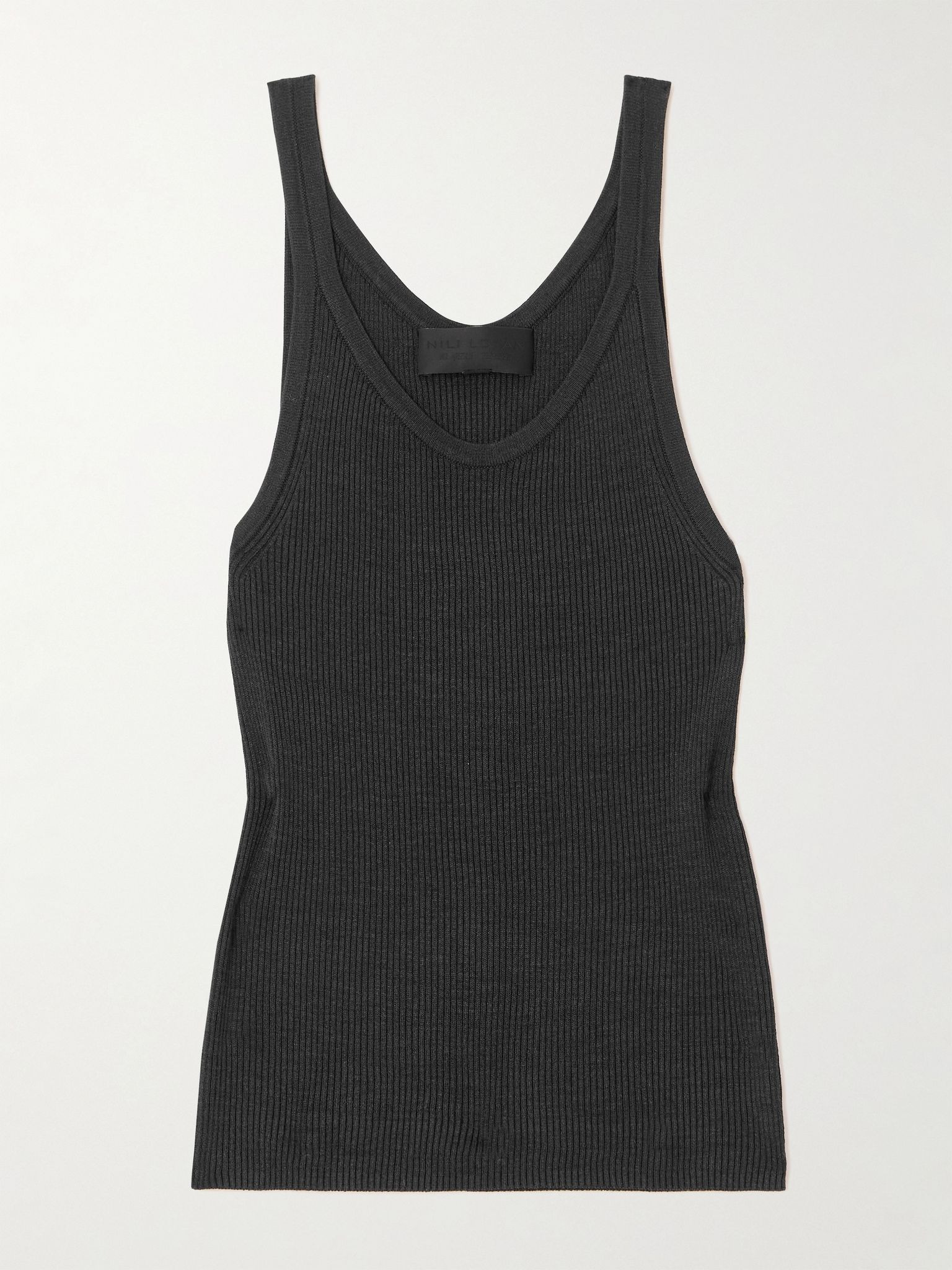 Selah ribbed silk-jersey tank Black - 1