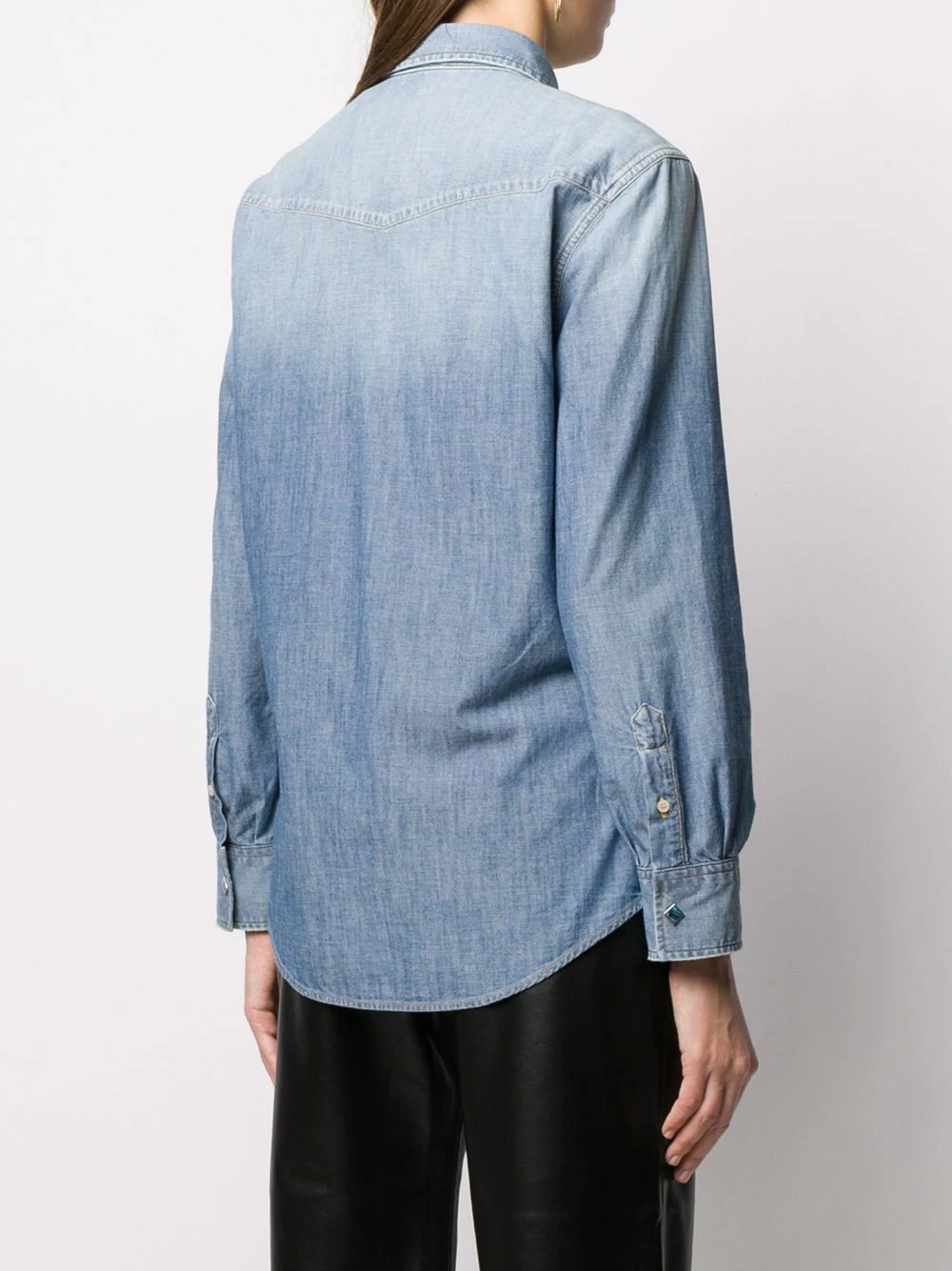 denim long sleeve shirt - 4