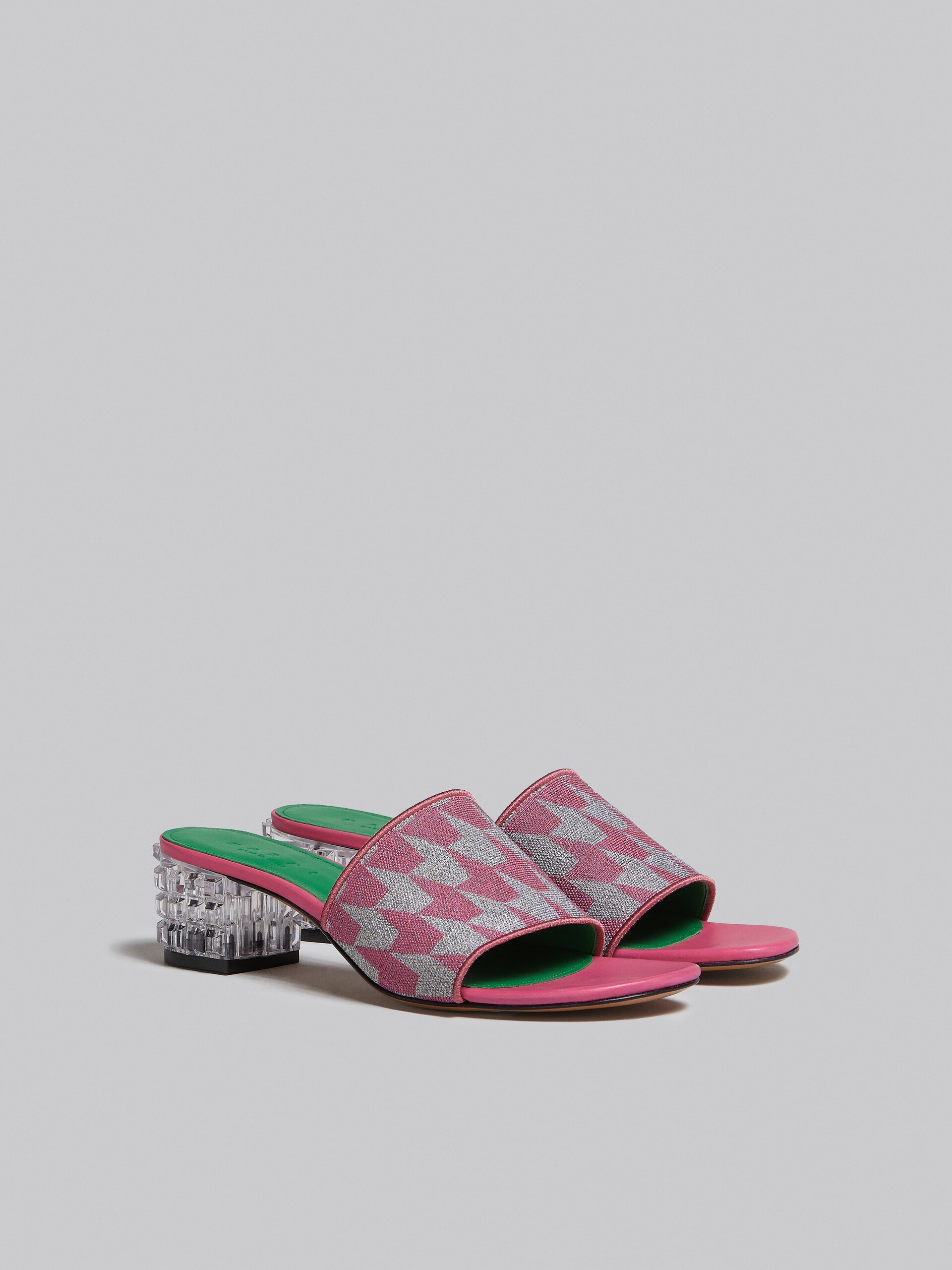 LUREX PINK AND SILVER SABOT WITH HOUNDSTOOTH MOTIF - 2