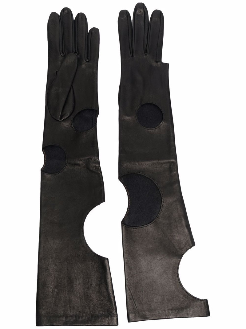 cut out-detail leather gloves 1