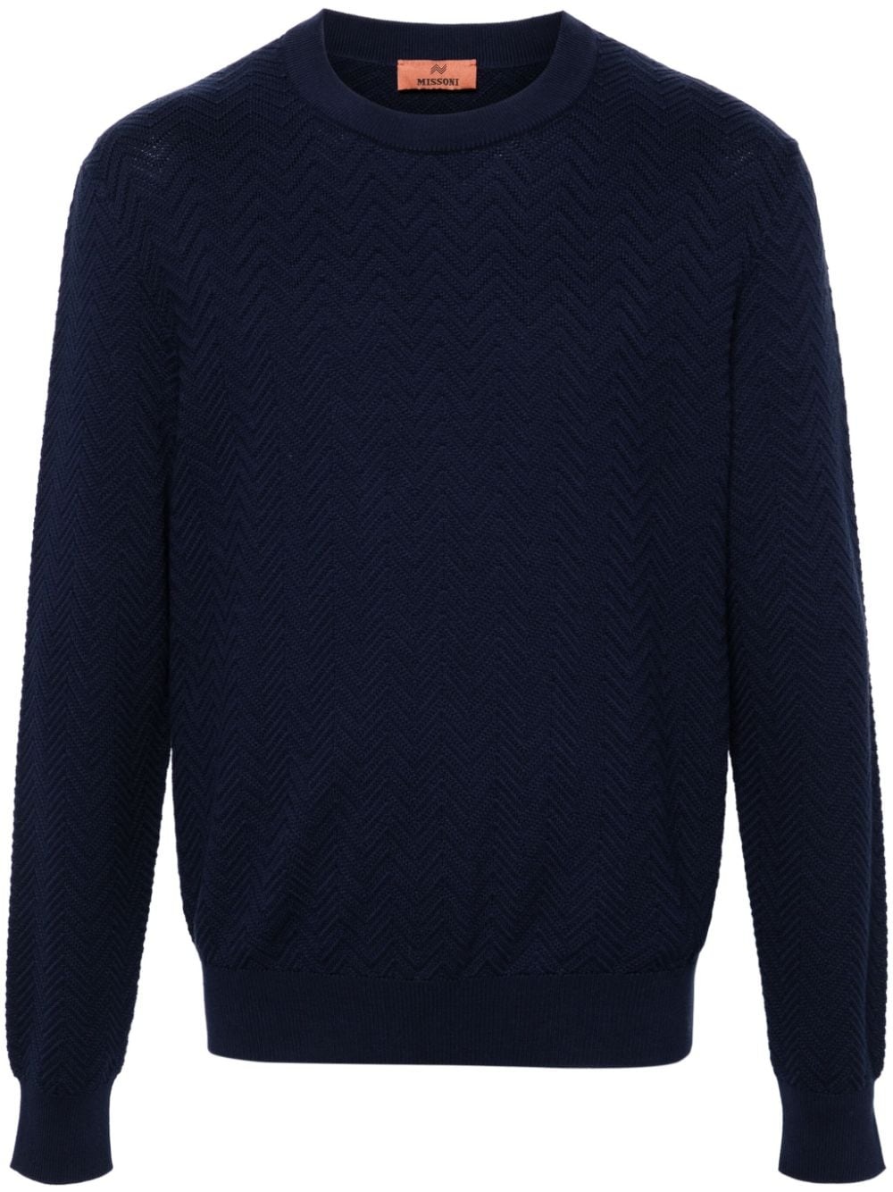 zigzag-woven cotton jumper - 1