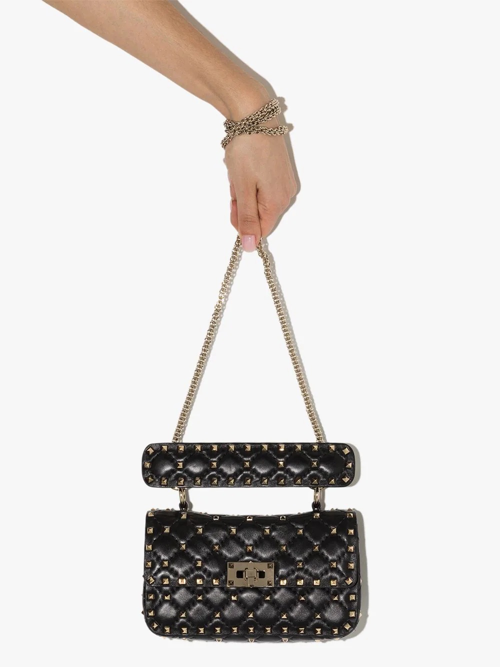 Rockstud quilted top-handle bag - 4