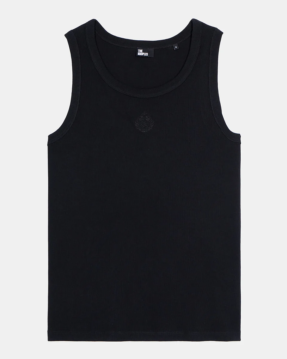 TANK TOP WITH BLACK COAT-OF-ARMS EMBROIDERY - 1