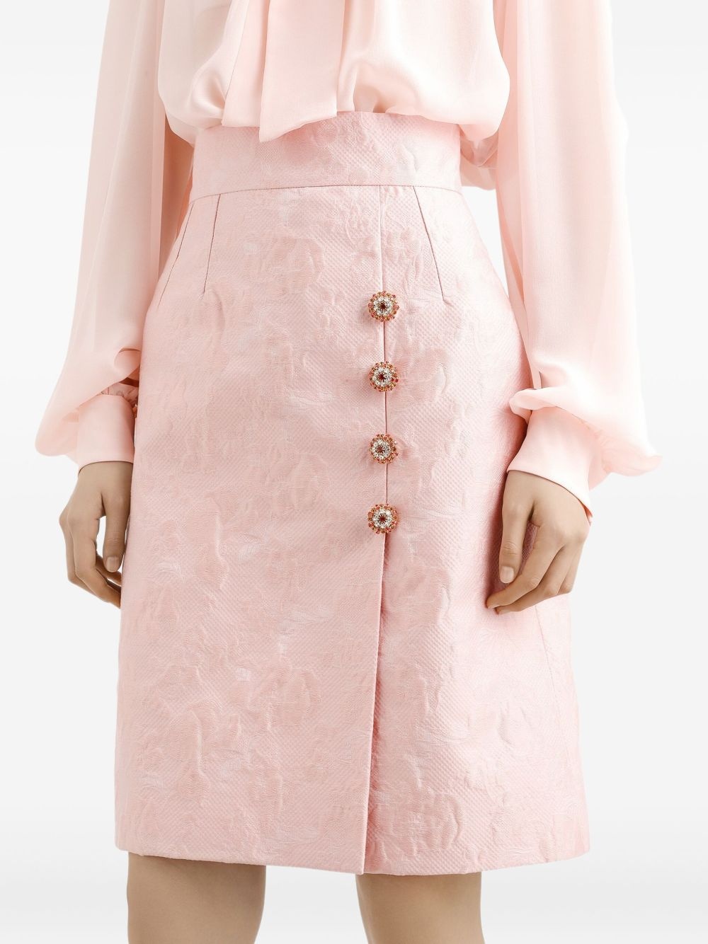 jacquard button-embellished skirt - 4