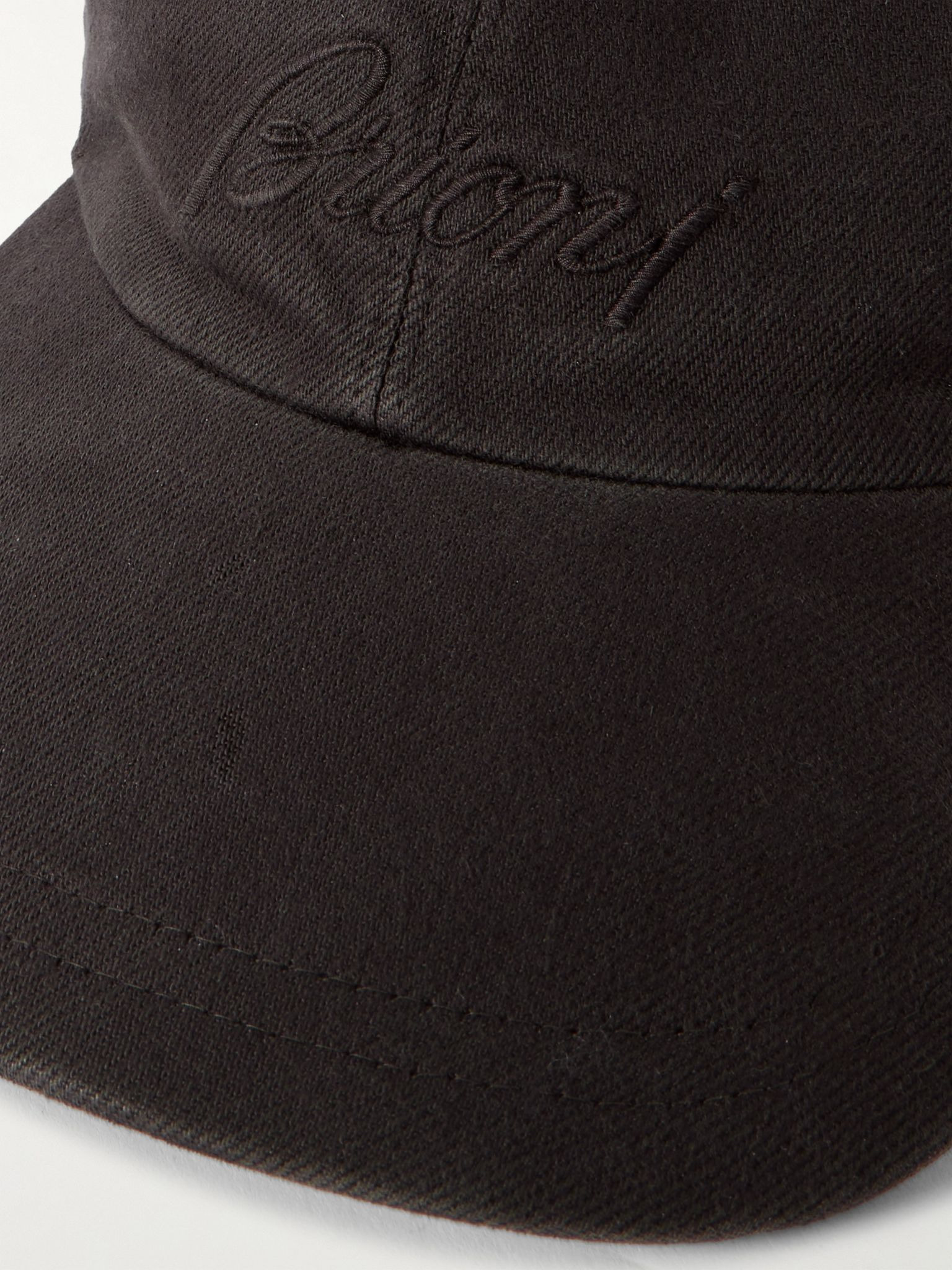 Logo-Embroidered Stretch Cotton and Cashmere-Blend Baseball Cap Brown - 4
