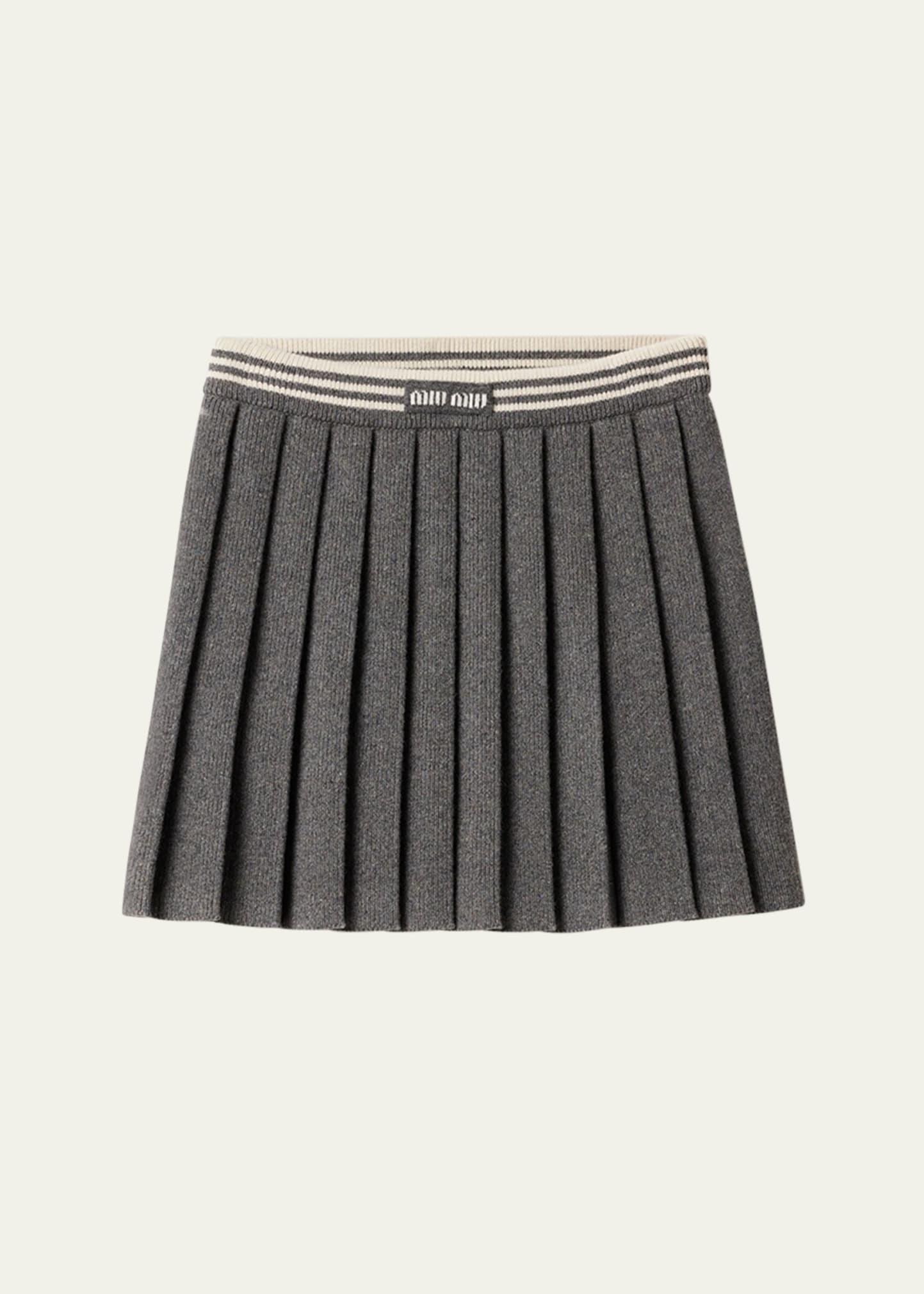 Mini Pleated Cashmere Wool Skirt - 1