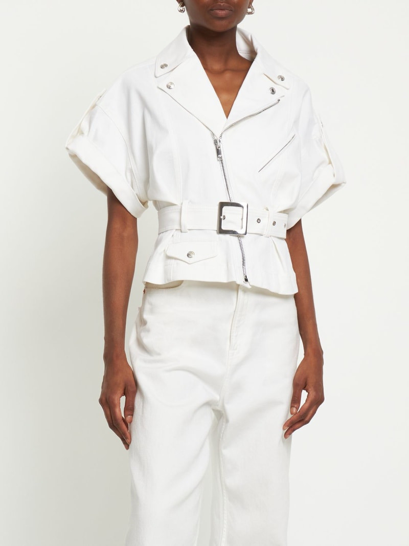 ALEXANDRE VAUTHIER Denim zip jacket w/ belt outlook