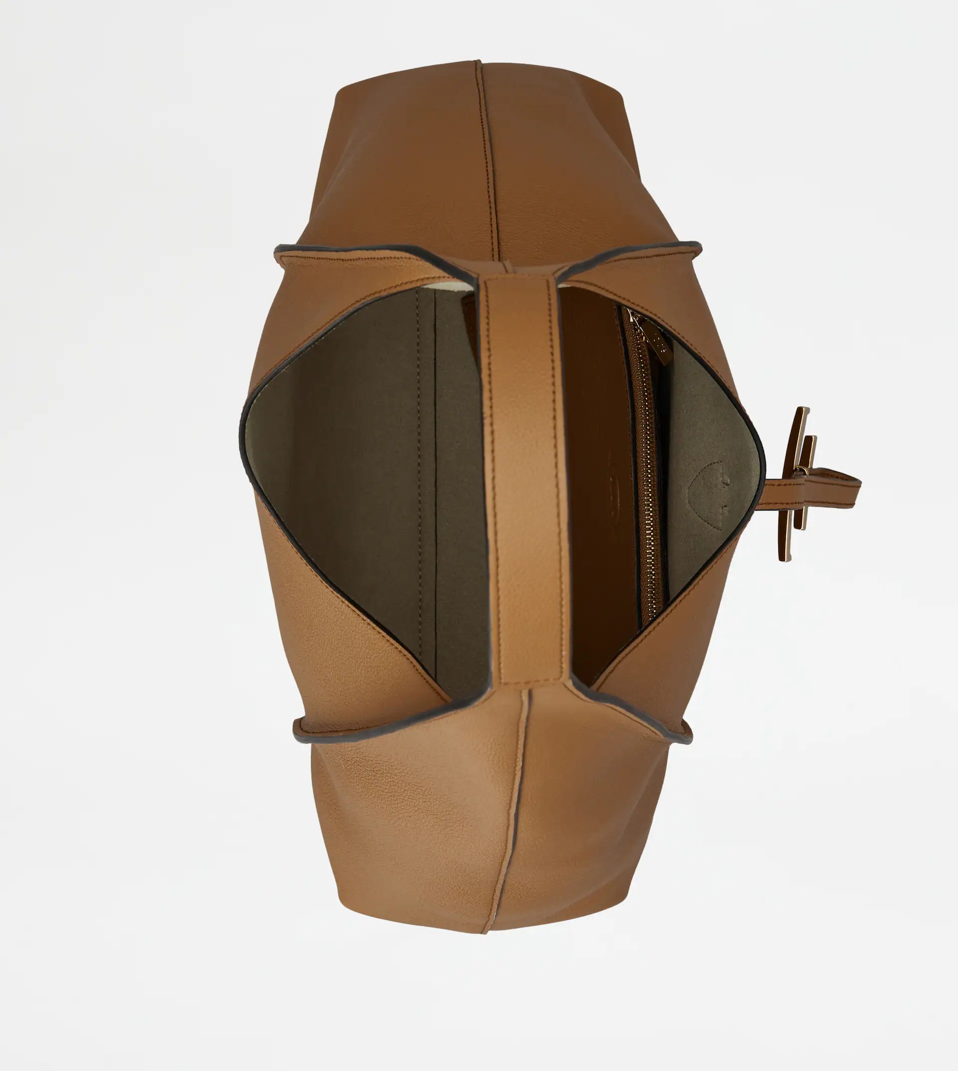 T TIMELESS HOBO BAG IN LEATHER MEDIUM - BROWN - 4