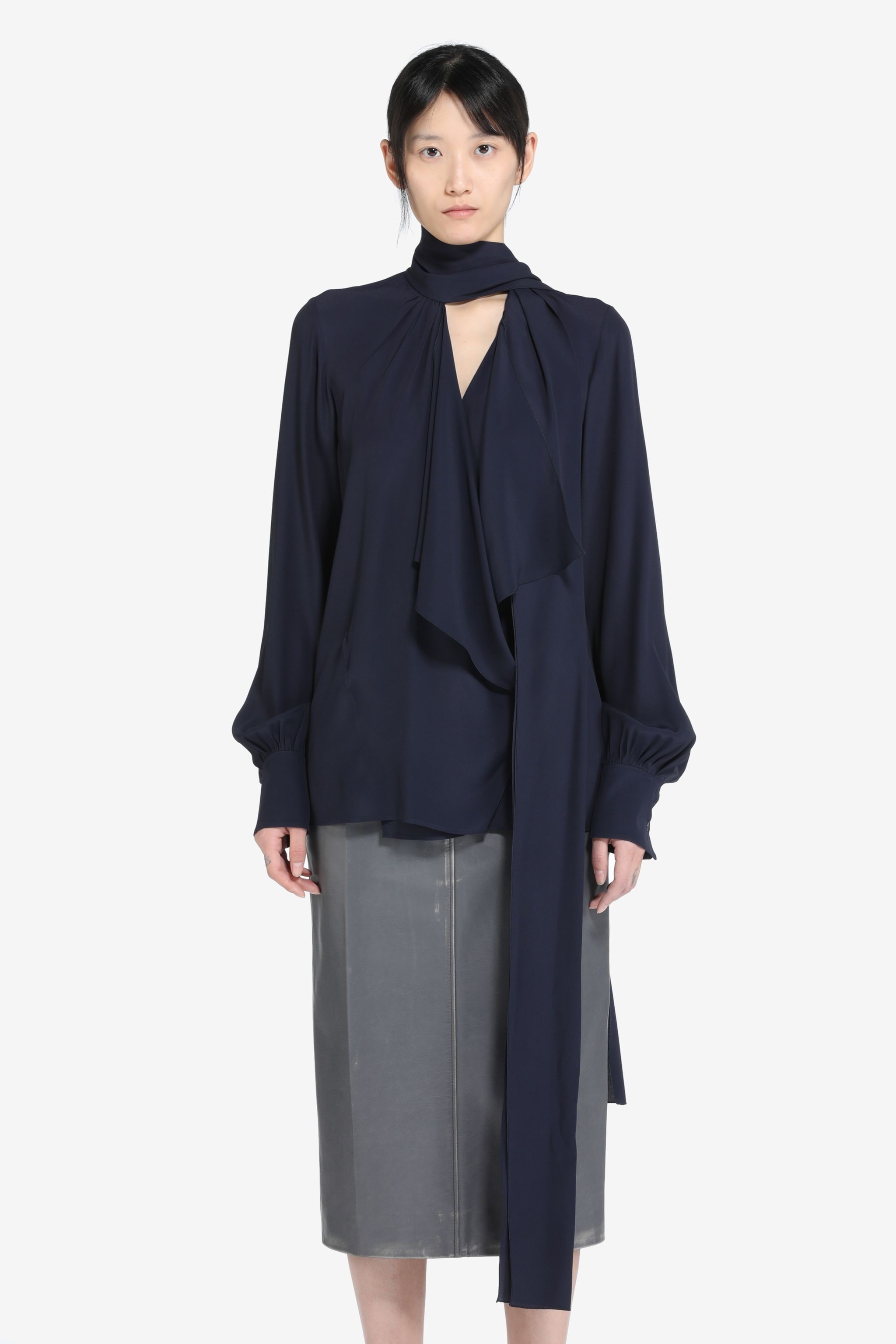 DRAPED SCARF TOP - 1