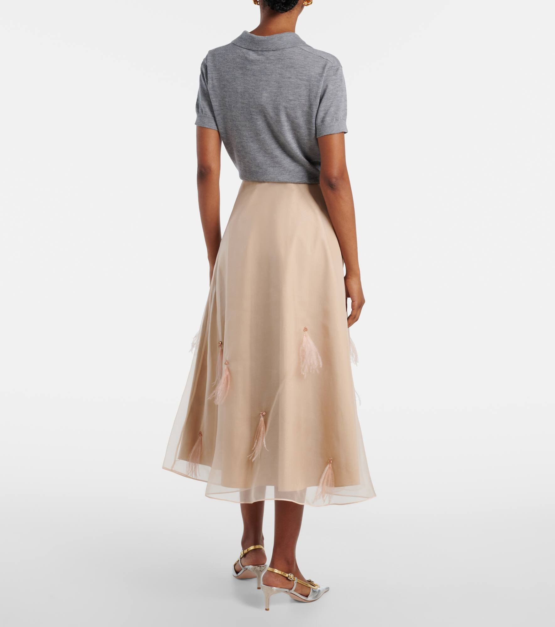 Sheer Volumes silk organza midi skirt - 3