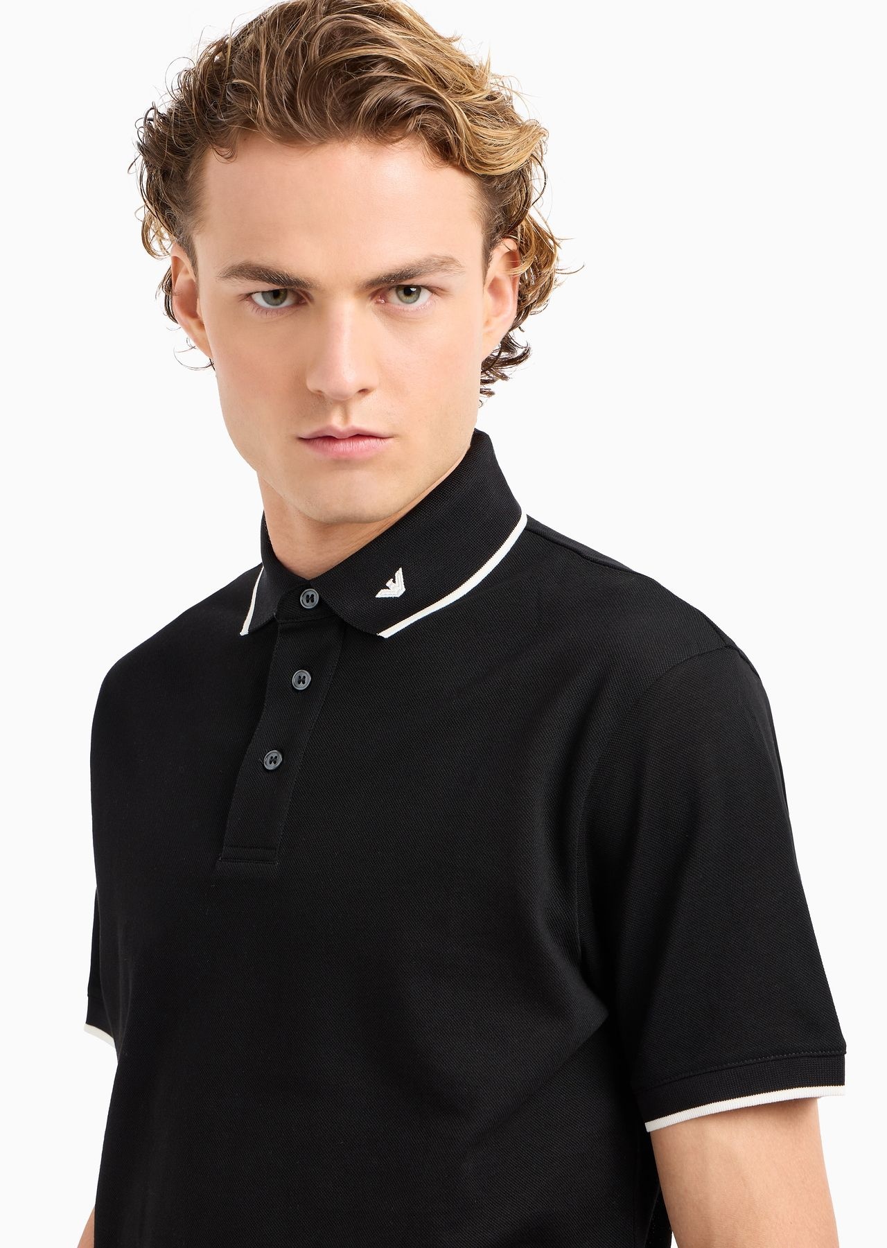 Mercerised piqué polo shirt with micro eagle embroidery - 5