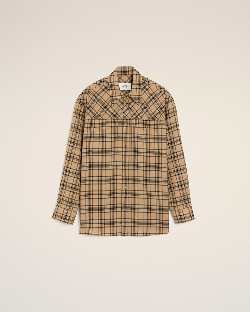 BROWN WOOL CHECKED LUMBERJACK SHIRT 1