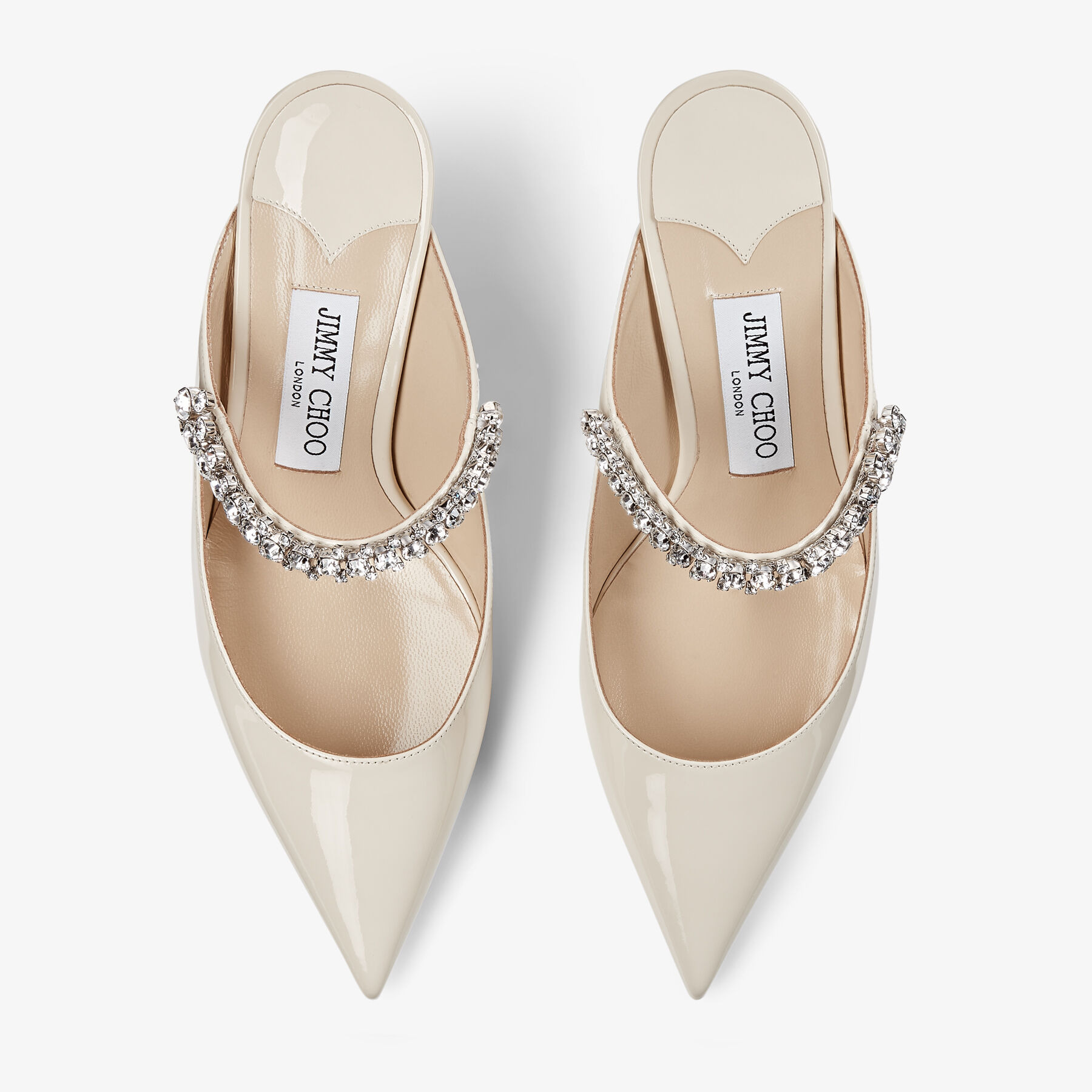 Bing 65
Linen Patent Leather Mules with Crystal Strap - 4